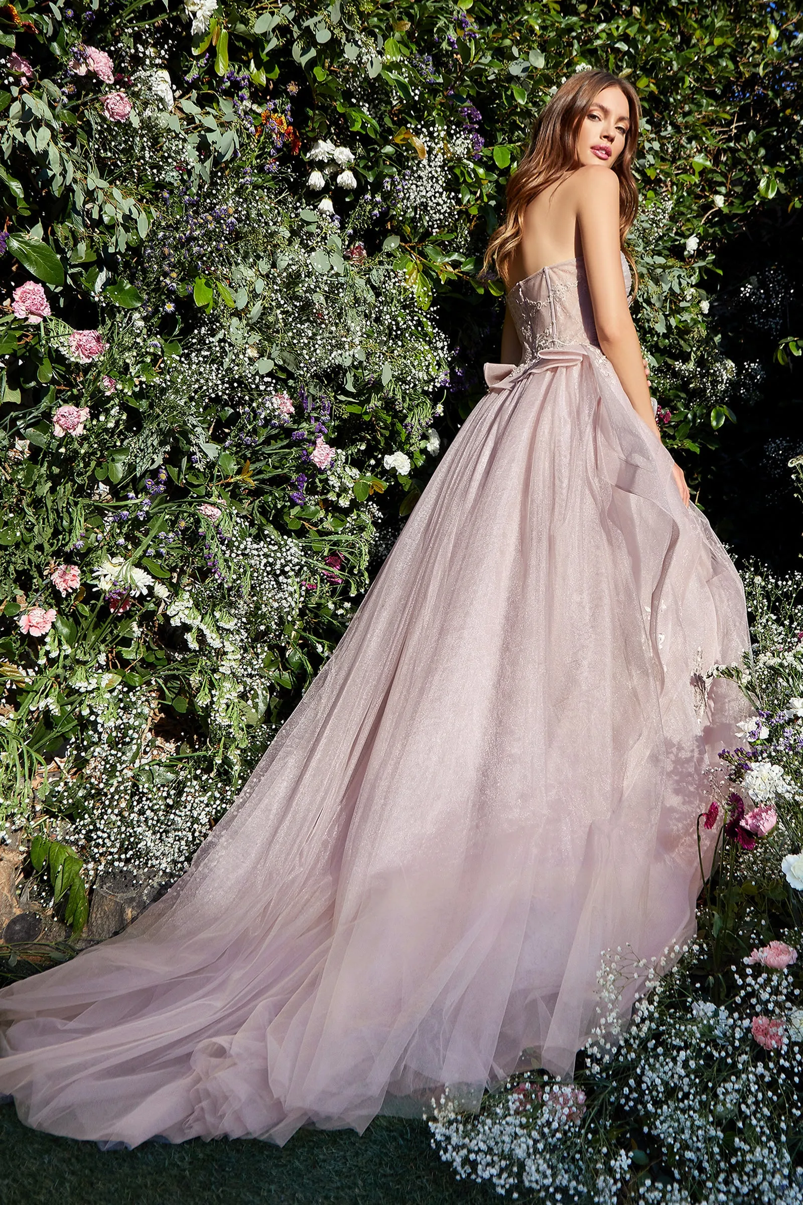 ANDREA & LEO A1021 Strapless Bodice Draped Tulle Ball Gown Dress