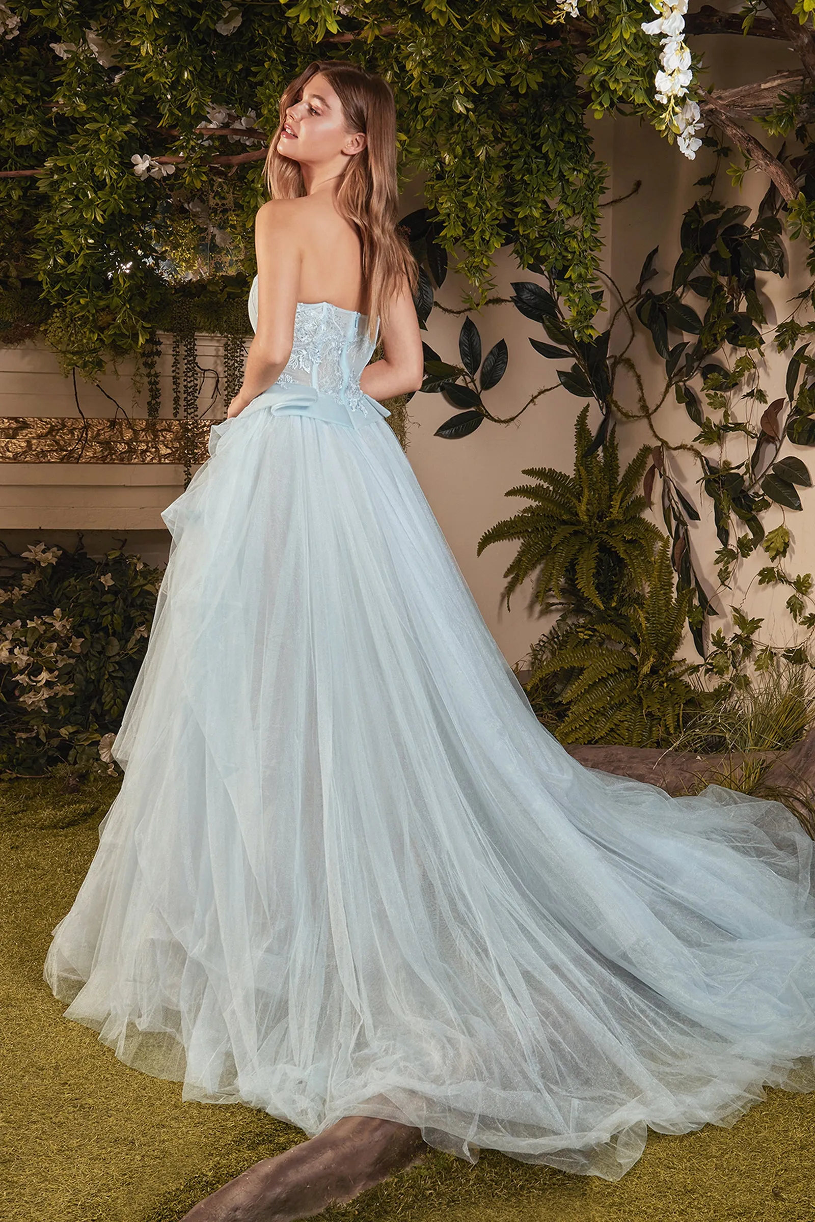 ANDREA & LEO A1021 Strapless Bodice Draped Tulle Ball Gown Dress