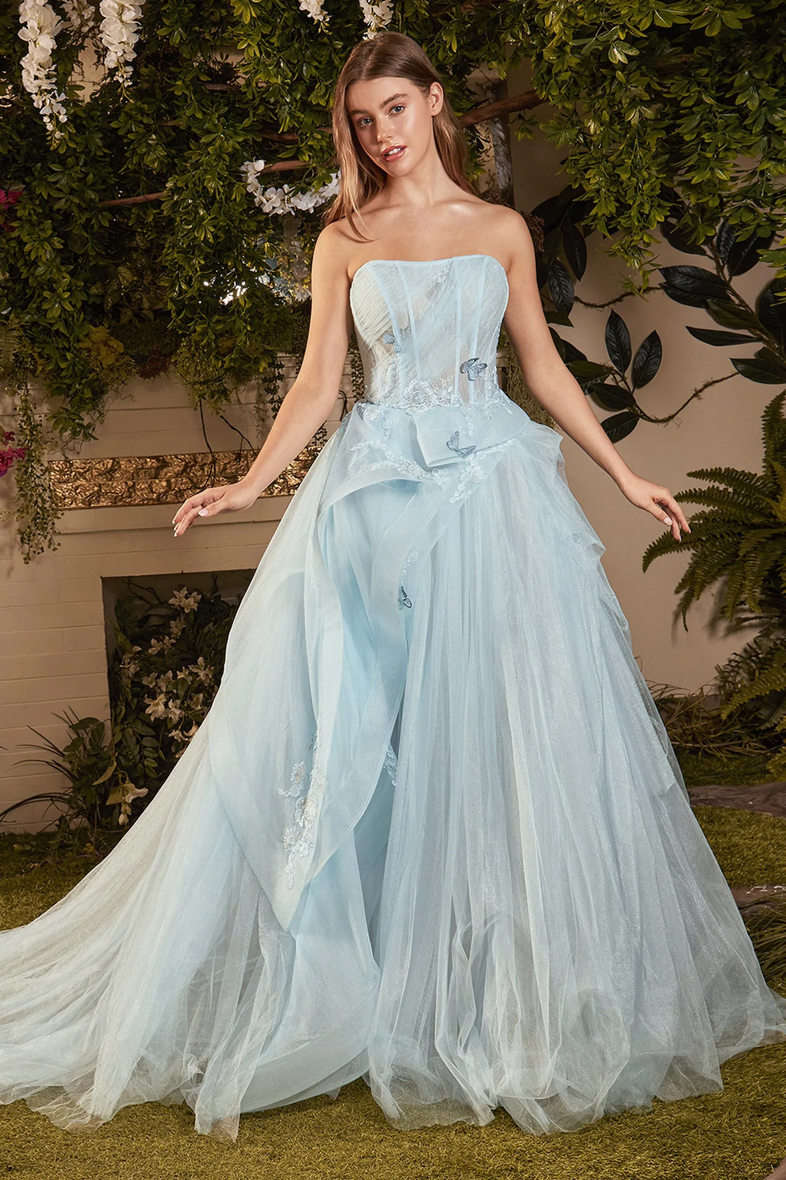 ANDREA & LEO A1021 Strapless Bodice Draped Tulle Ball Gown Dress