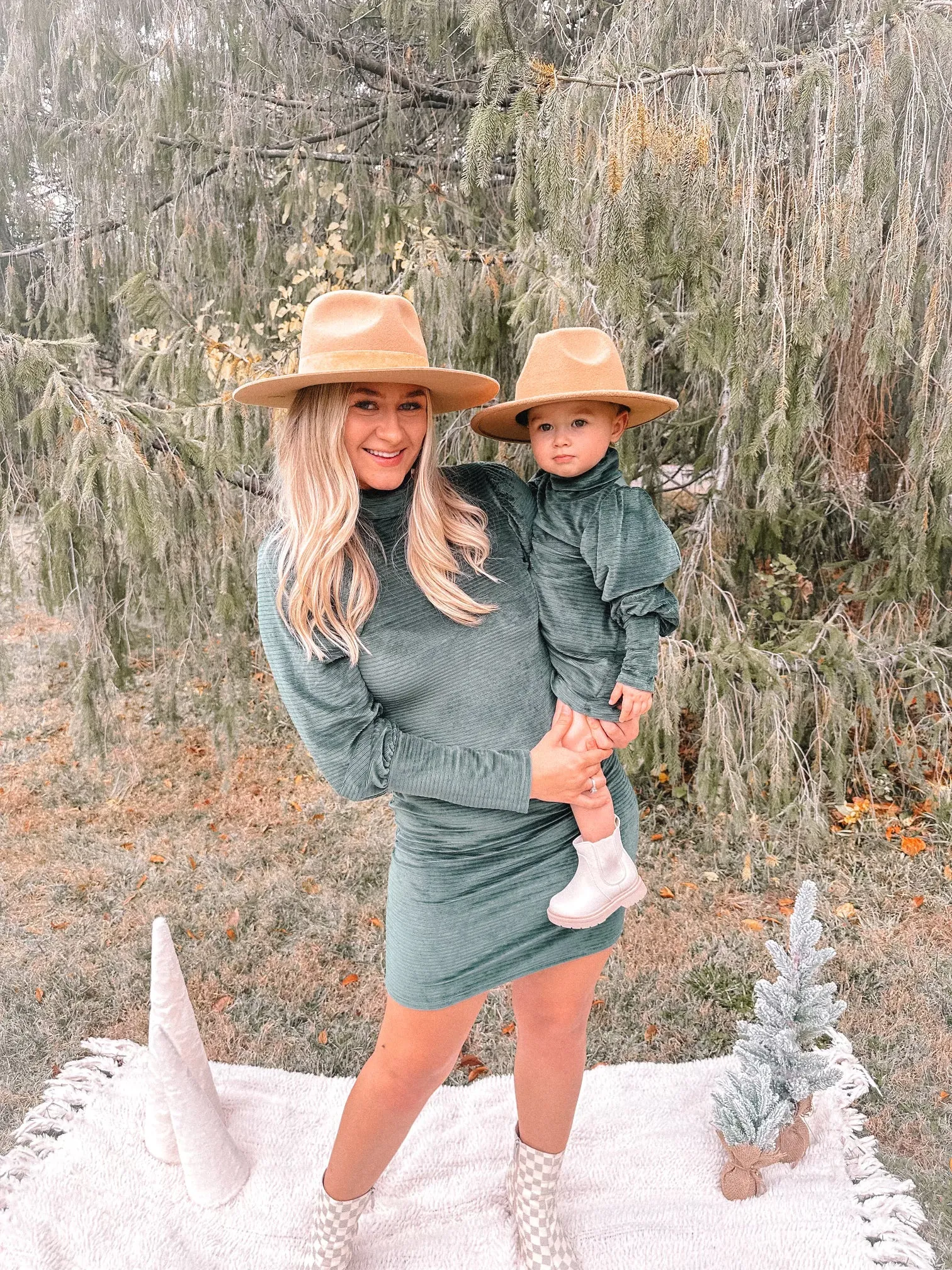 Aria Long Sleeve Velvet Mommy & Me Matching Dresses