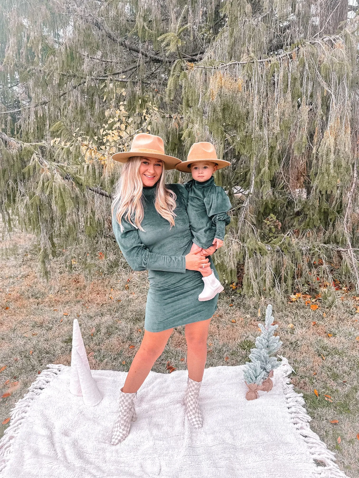 Aria Long Sleeve Velvet Mommy & Me Matching Dresses