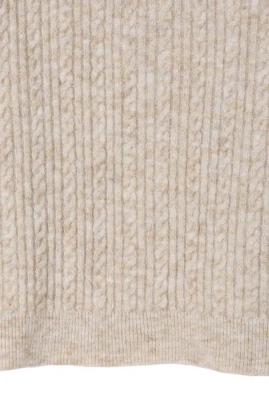 Beige Oversize Cable Sweater