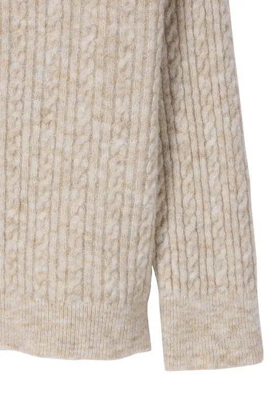 Beige Oversize Cable Sweater