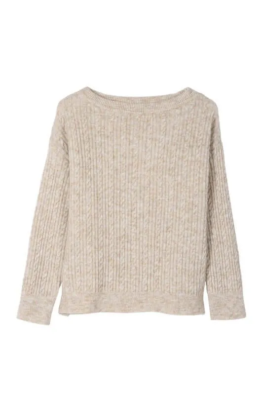 Beige Oversize Cable Sweater