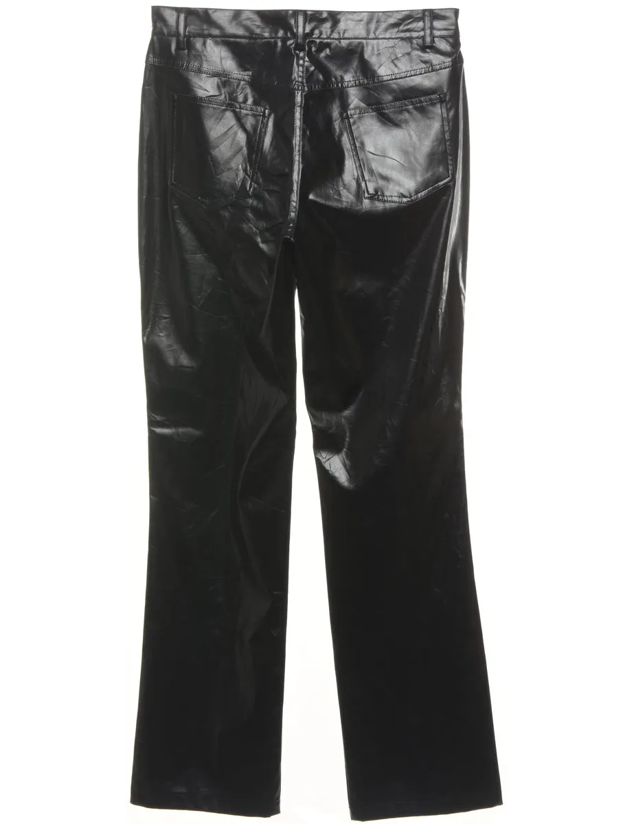 Black Faux Leather 1990s Trousers - W30 L33