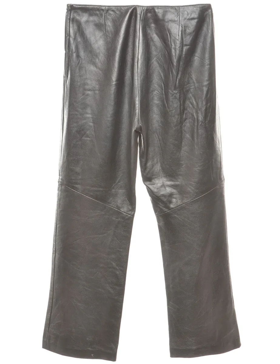 Black Leather Trousers - W30 L28