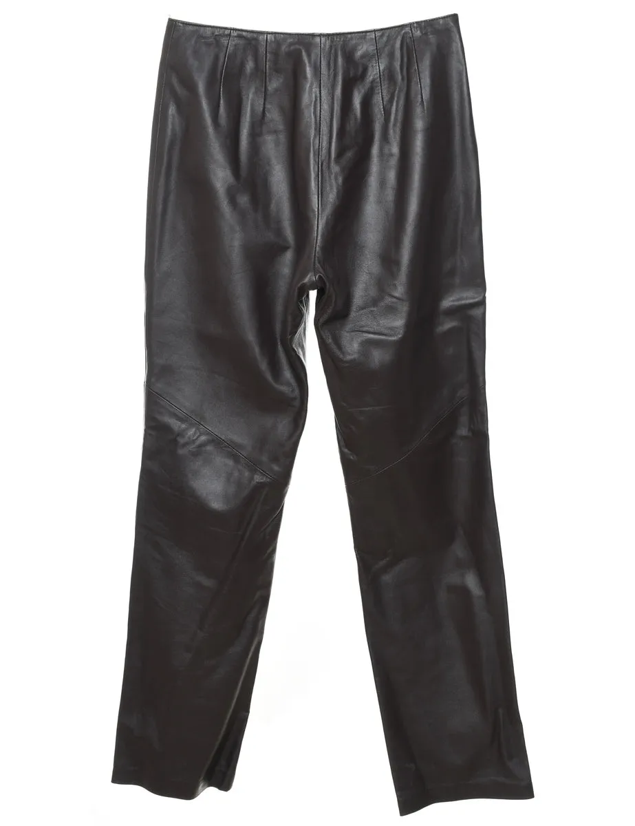 Black Leather Trousers - W30 L33