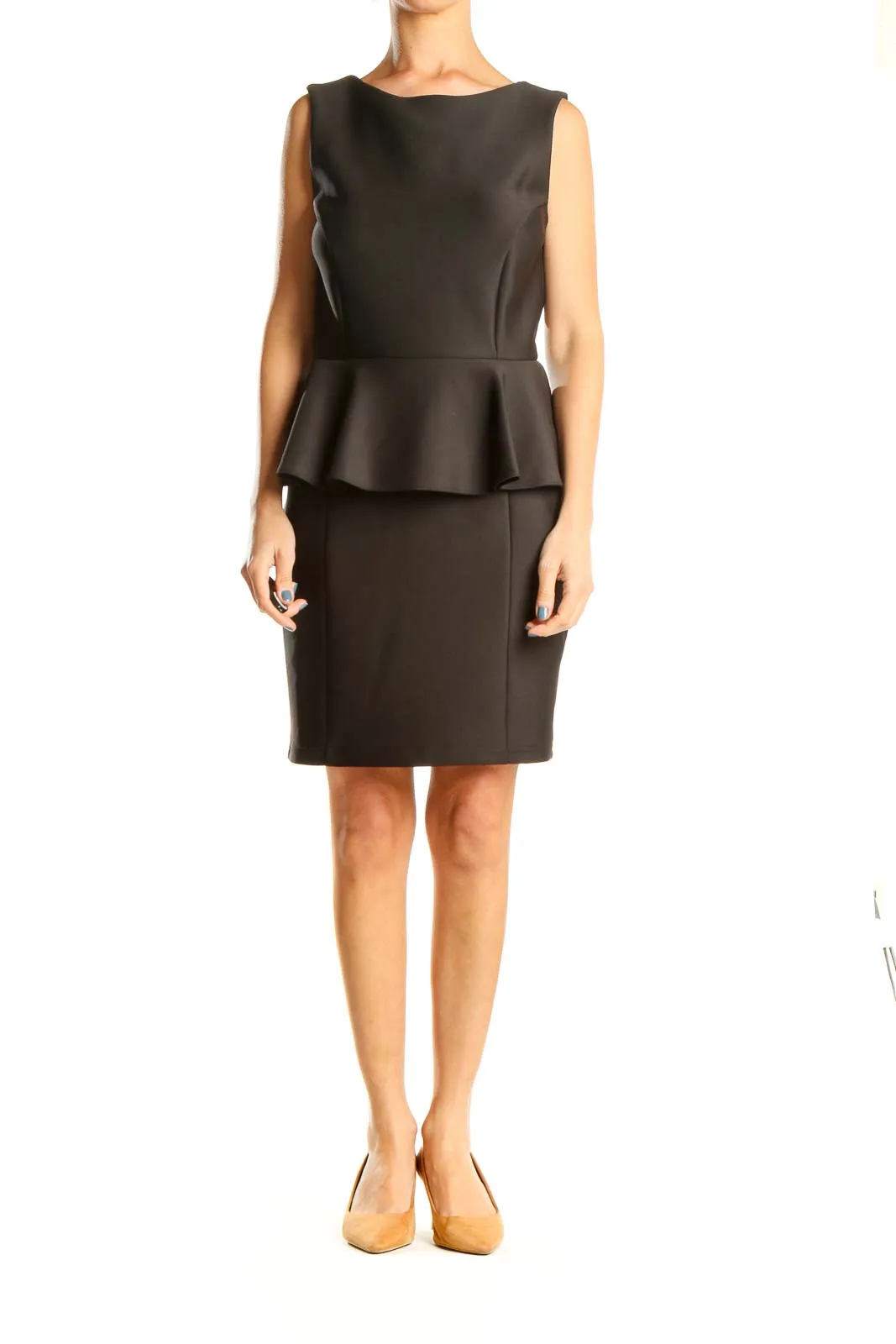 Black Work Peplum Sheath Dress