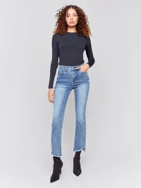 Bootcut Jeans with Asymmetrical Hem - Medium Blue