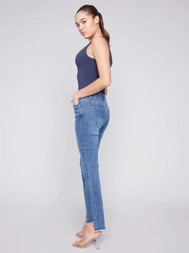 BOOTCUT JEANS WITH ASYMMETRICAL HEM