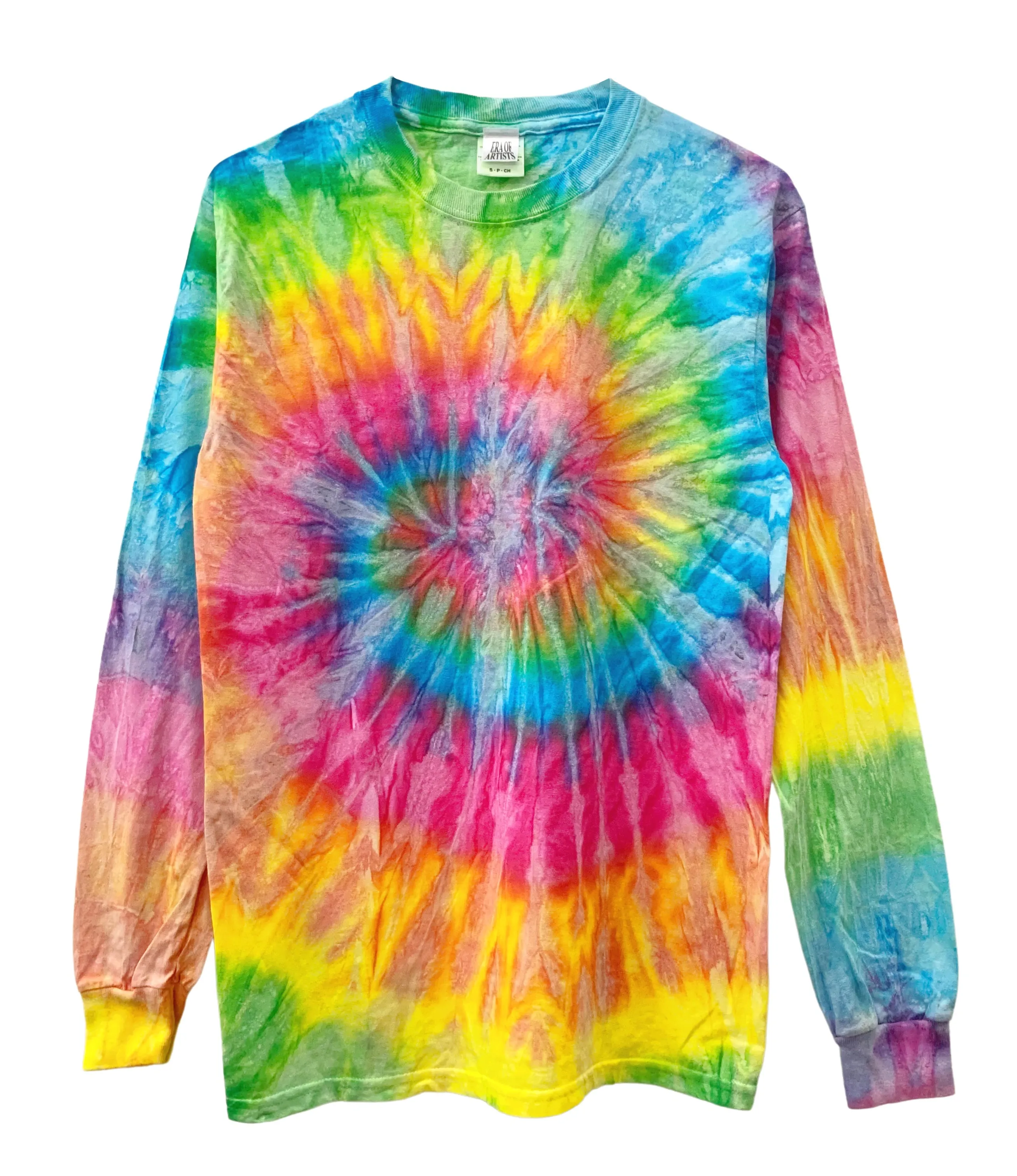 Bright Rainbow Tie-Dye Long Sleeve Unisex Tee