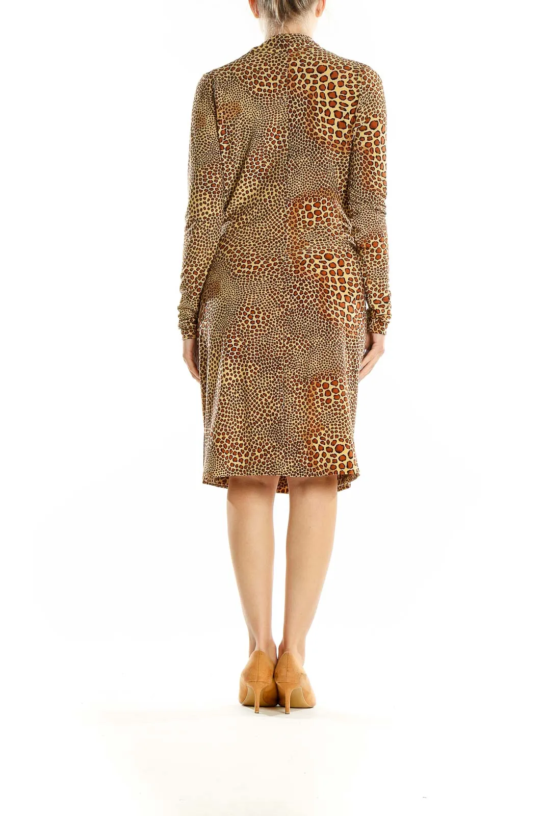 Brown Animal Print Wrap Dress