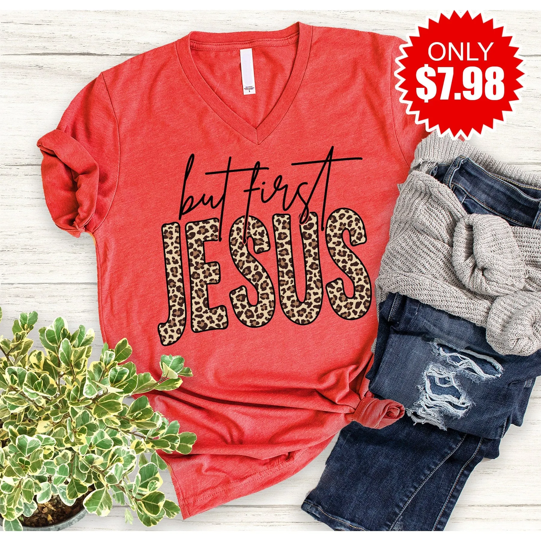 But First Jesus V-Neck -7