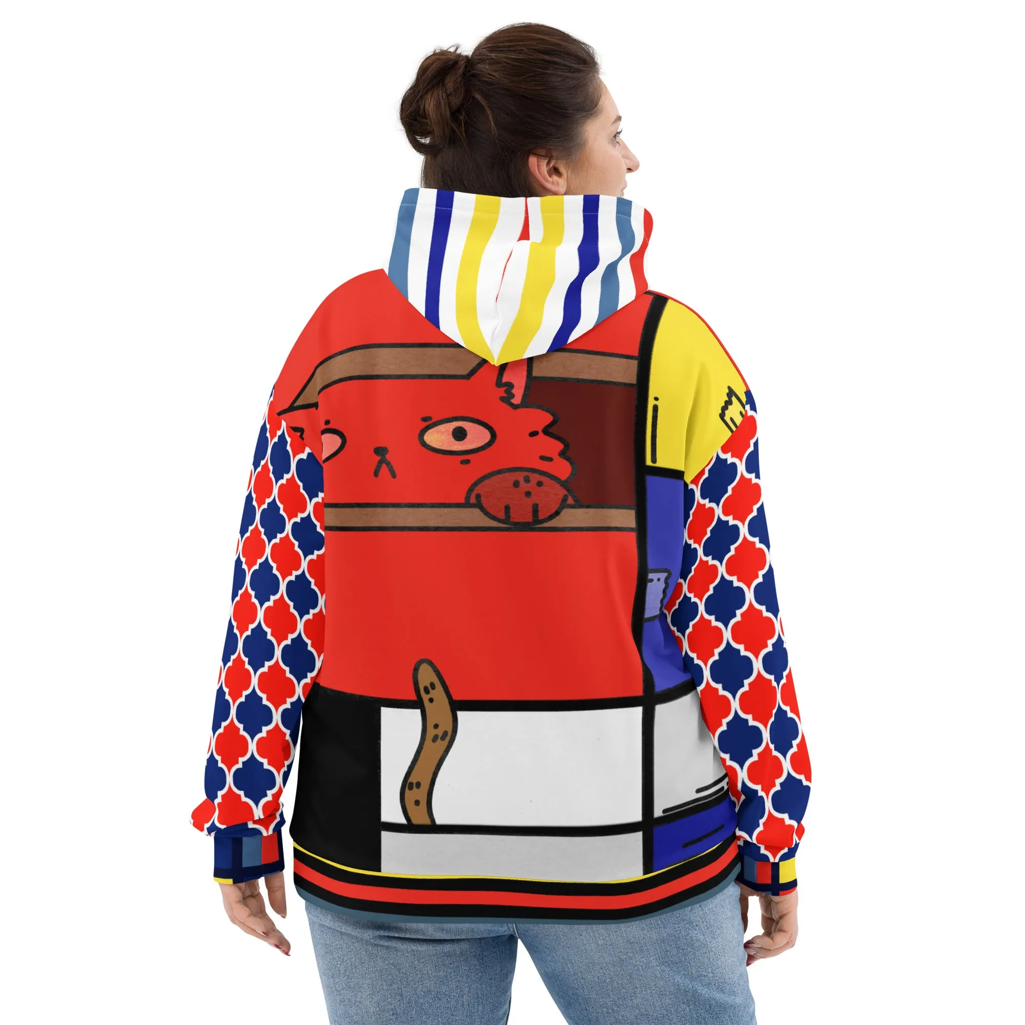 Cat in a Box Mondrian Cubism Unisex Hoodie