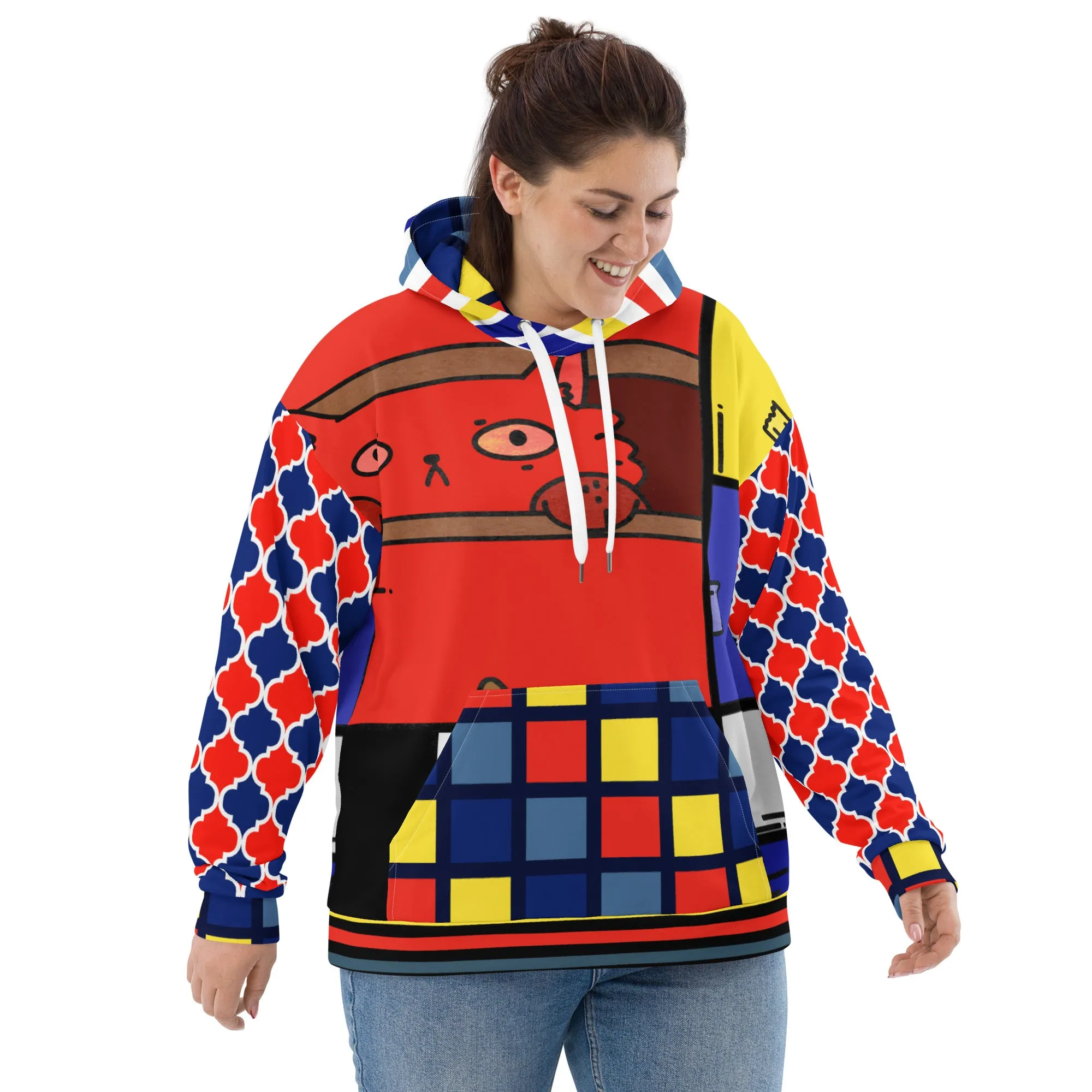 Cat in a Box Mondrian Cubism Unisex Hoodie