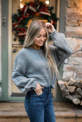 Chunky   Cropped Charcoal Sweater