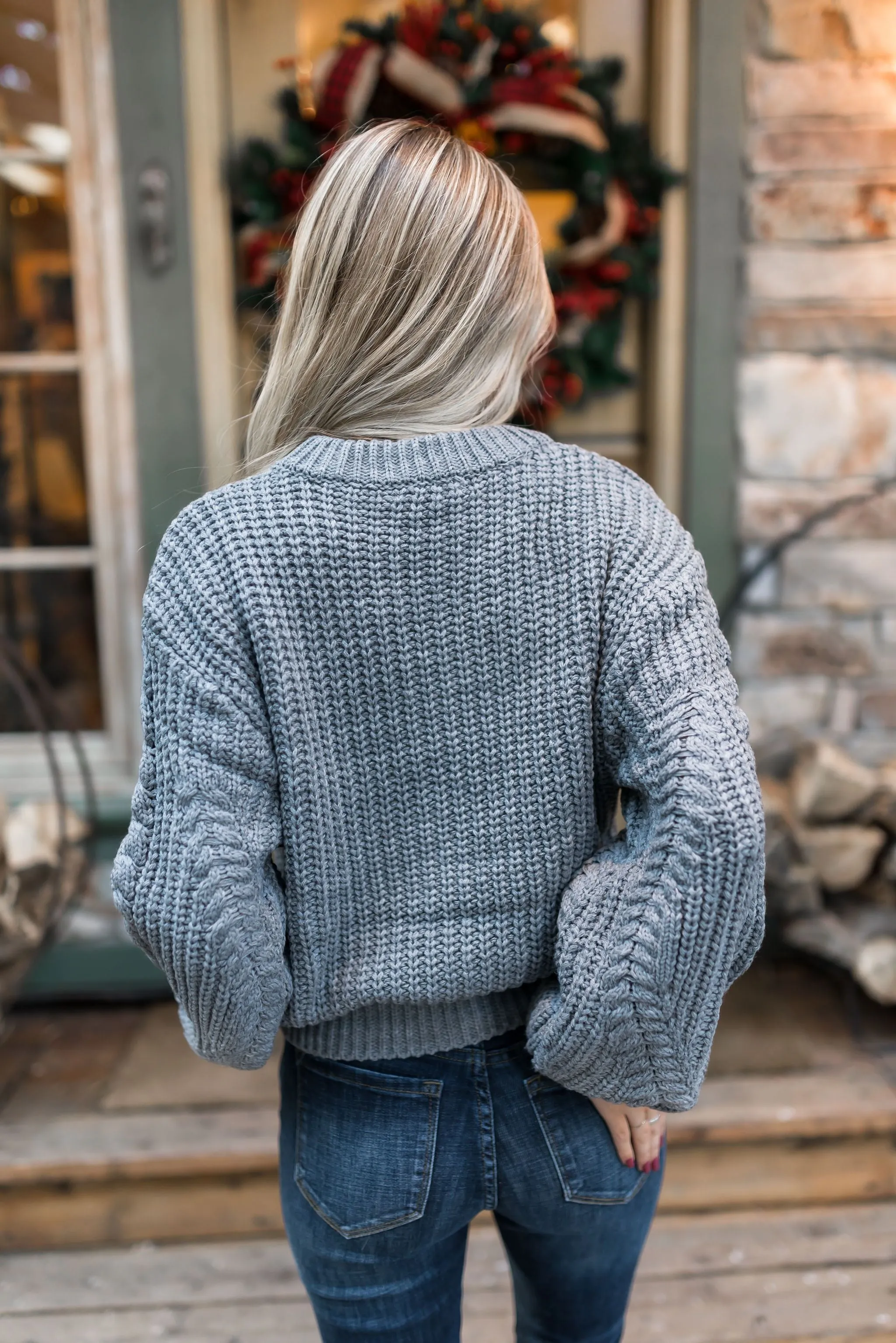 Chunky   Cropped Charcoal Sweater