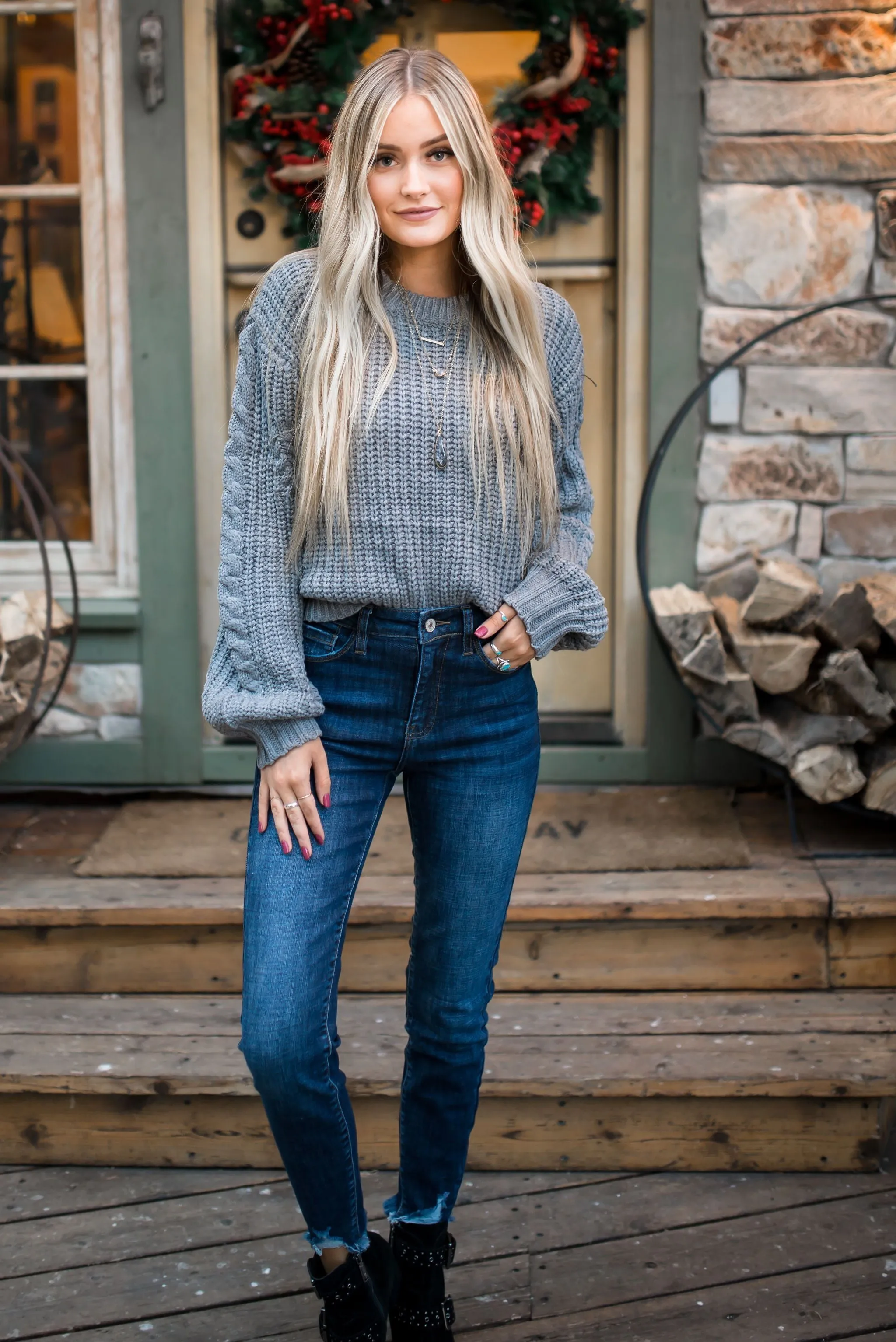 Chunky   Cropped Charcoal Sweater