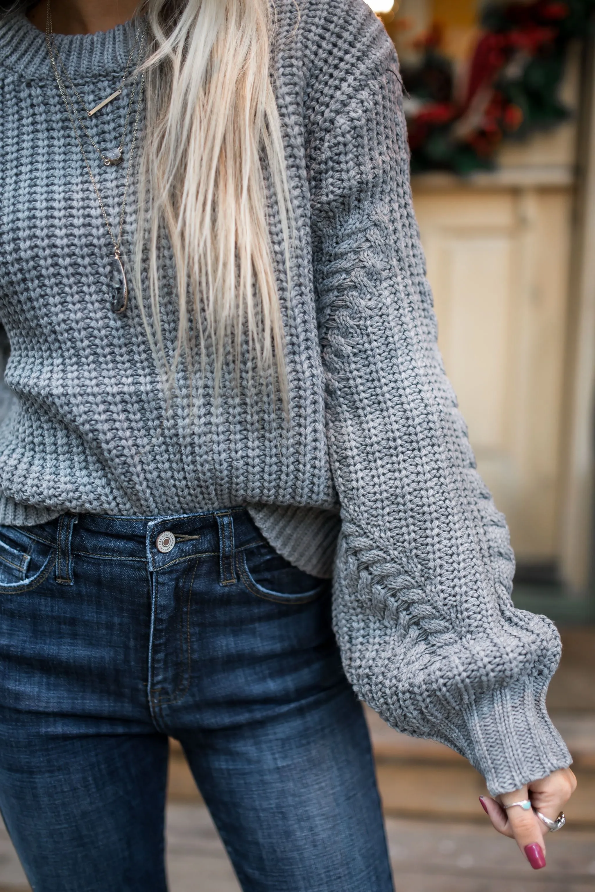 Chunky   Cropped Charcoal Sweater