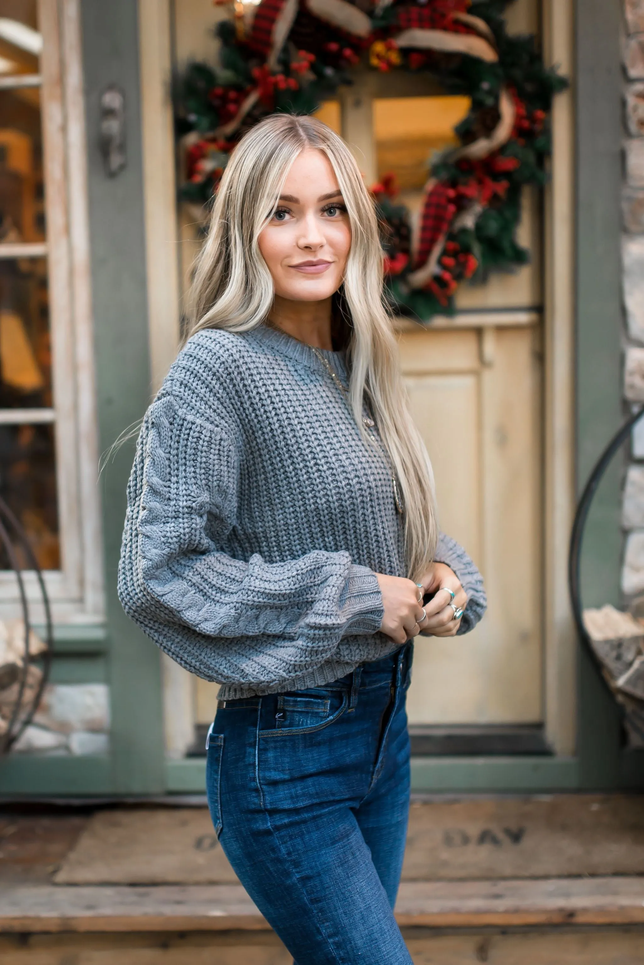 Chunky   Cropped Charcoal Sweater