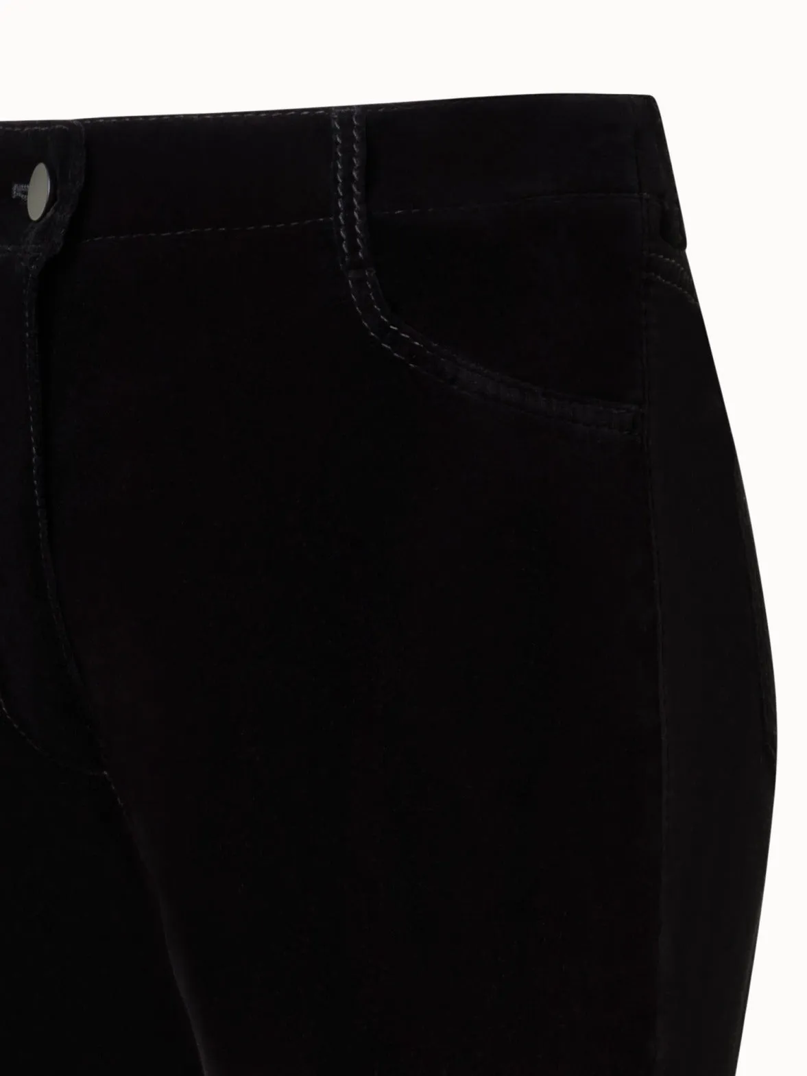 Cropped Velvet Bootcut Pants in Cotton