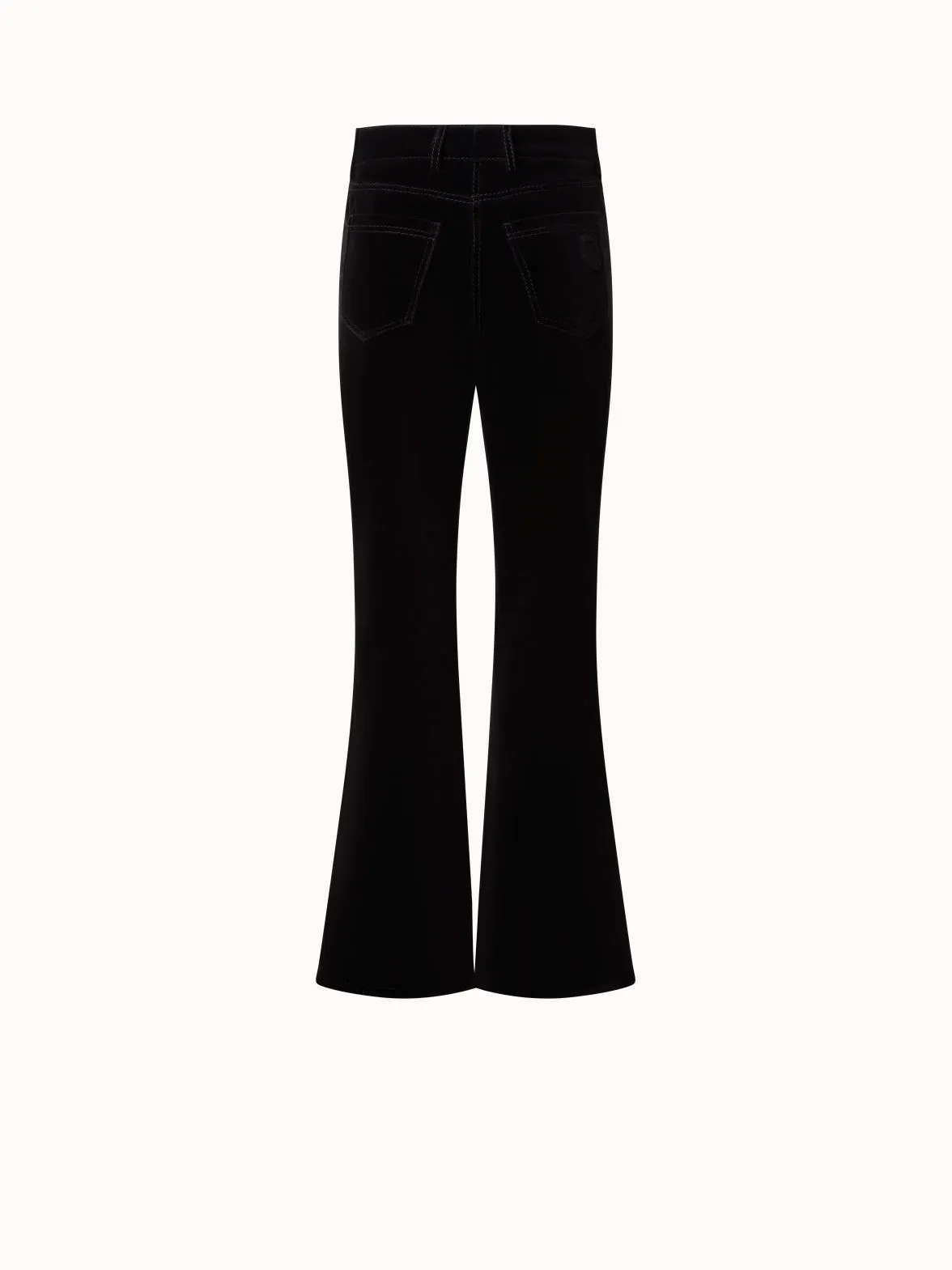 Cropped Velvet Bootcut Pants in Cotton