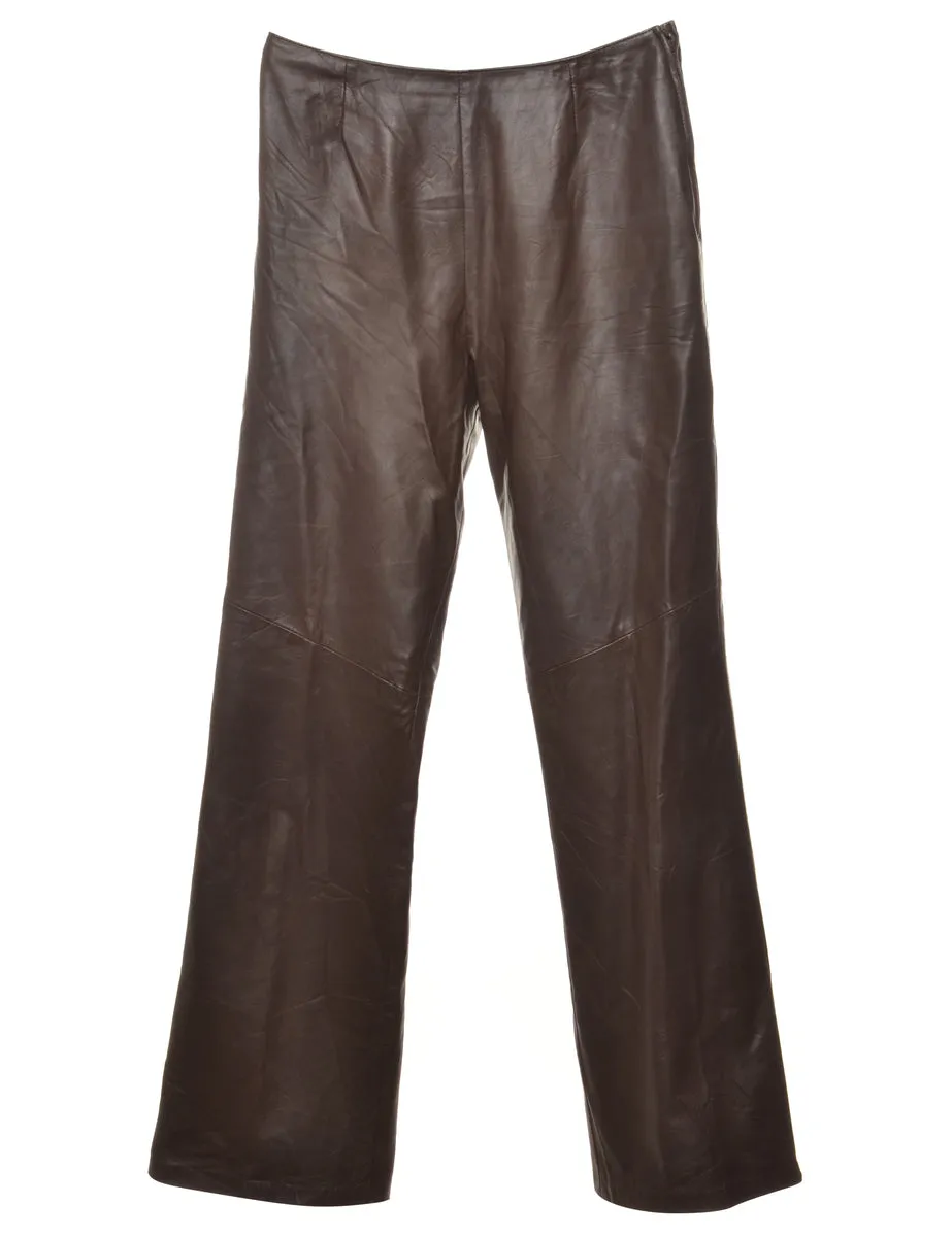 Dark Brown Leather Trousers - W30 L33