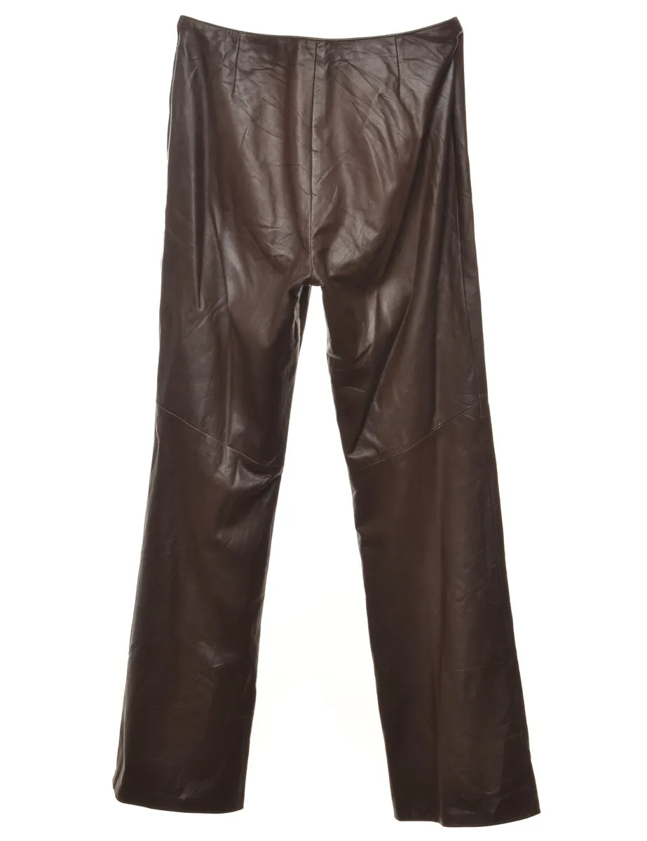 Dark Brown Leather Trousers - W30 L33