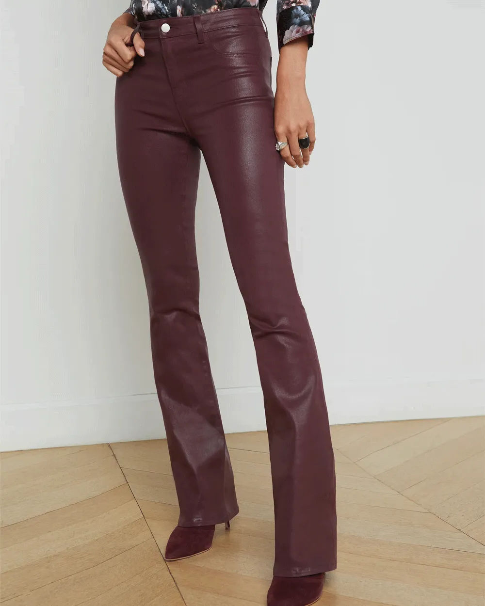 Dark Wine Coated Selma Bootcut Jean