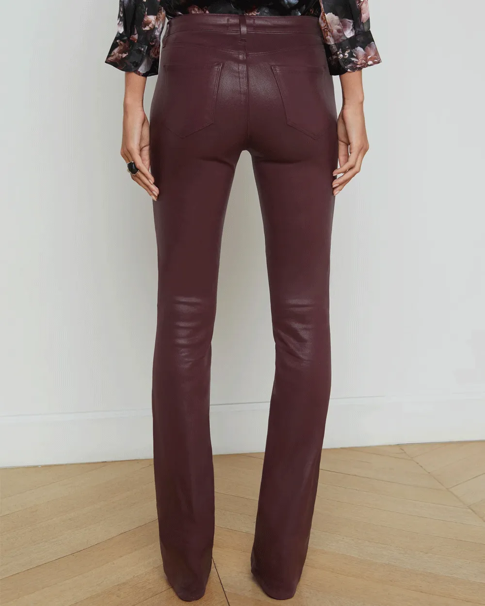 Dark Wine Coated Selma Bootcut Jean