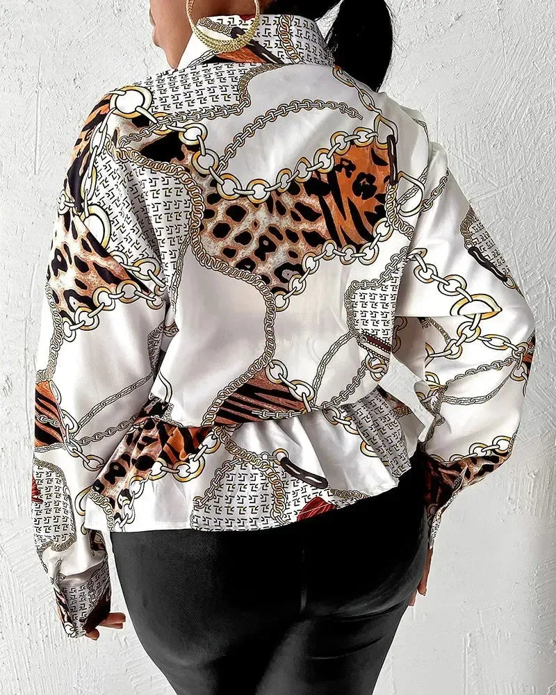 Deanwangkt - Leopard Print Long Sleeve Button Down Shirt