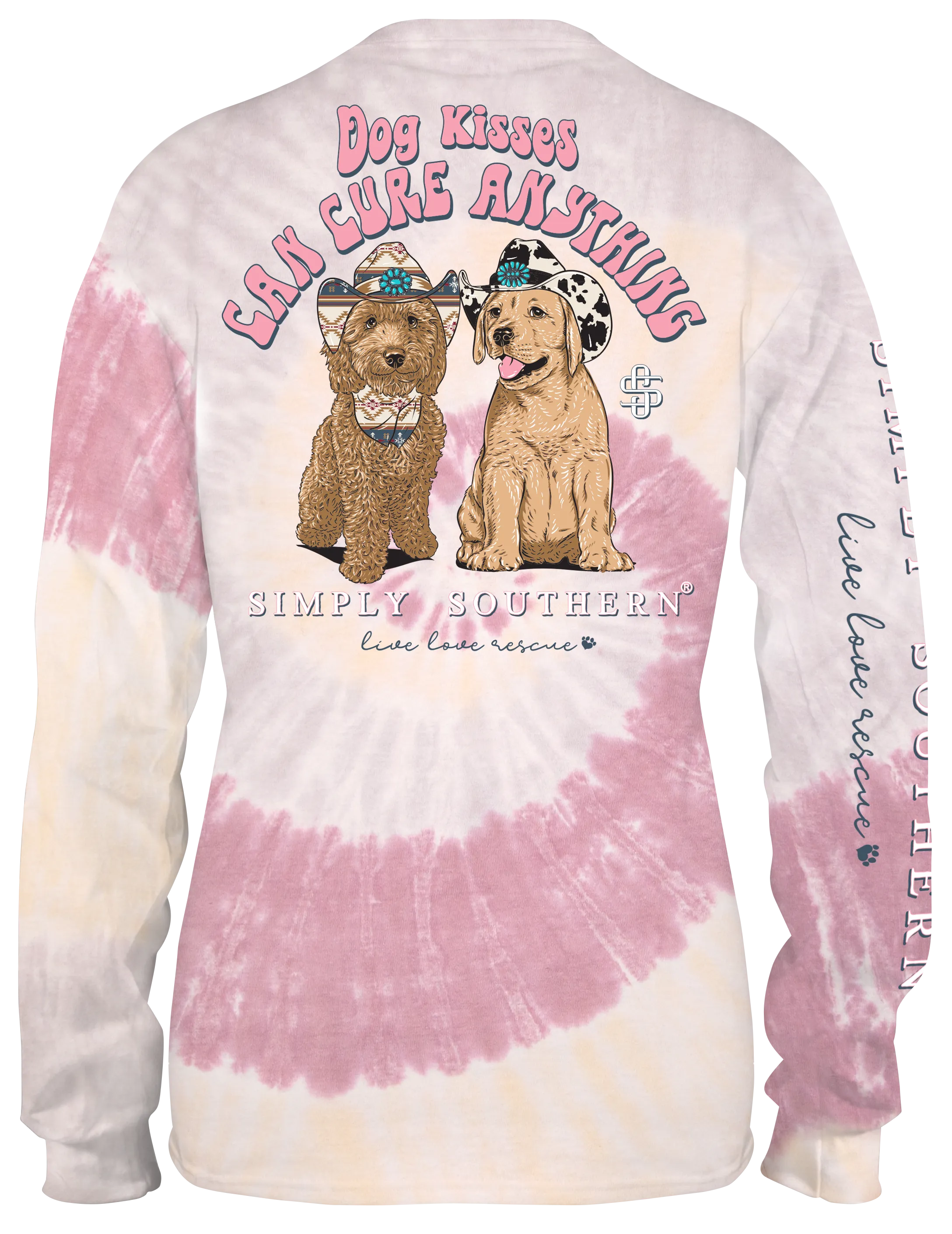 'Dog Kisses Can Cure Anything' Long Sleeve Tie Dye Tee by Simply Southern