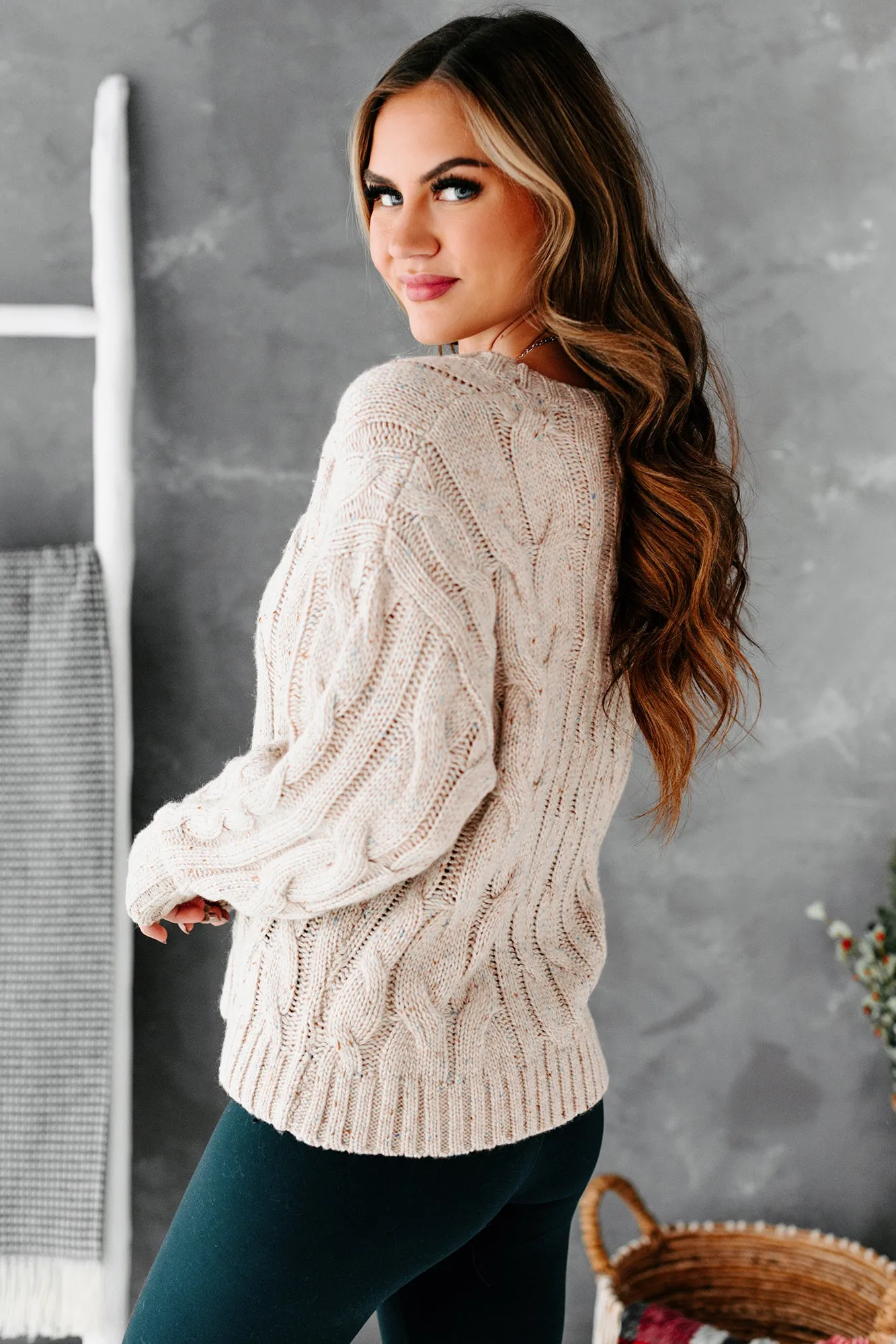 Etta Oversized Cable Knit Sweater (Oatmeal)