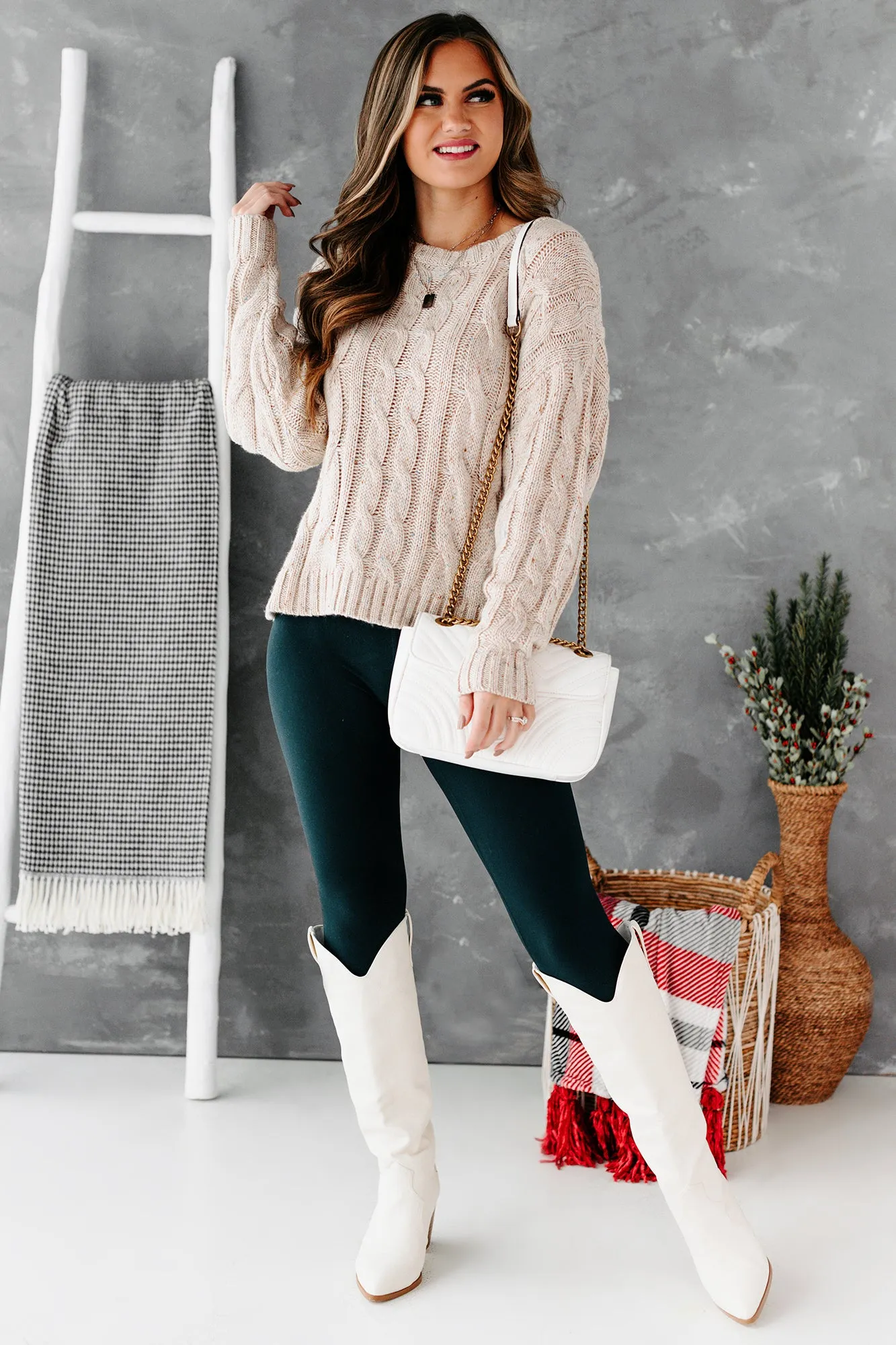 Etta Oversized Cable Knit Sweater (Oatmeal)