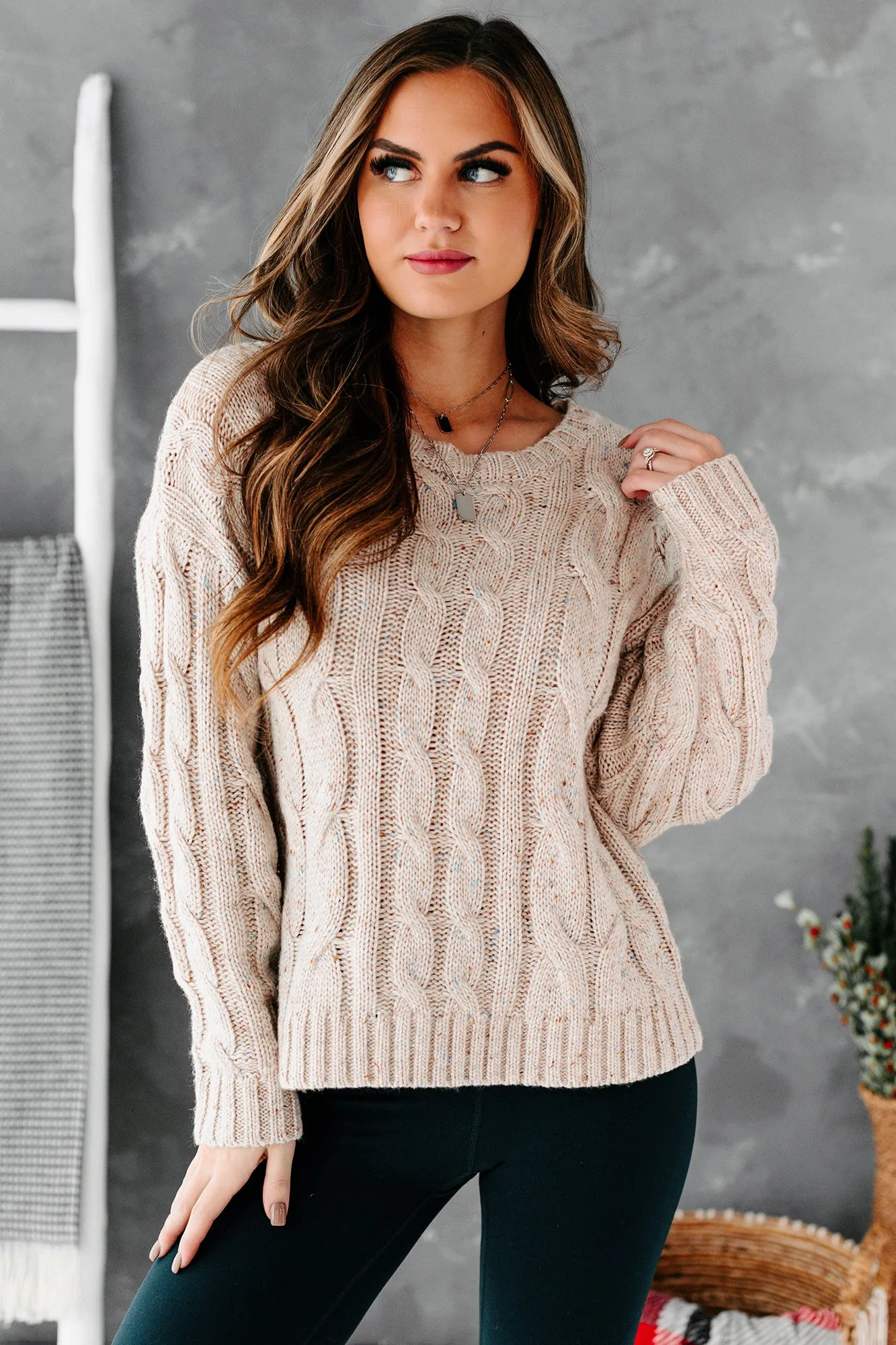 Etta Oversized Cable Knit Sweater (Oatmeal)