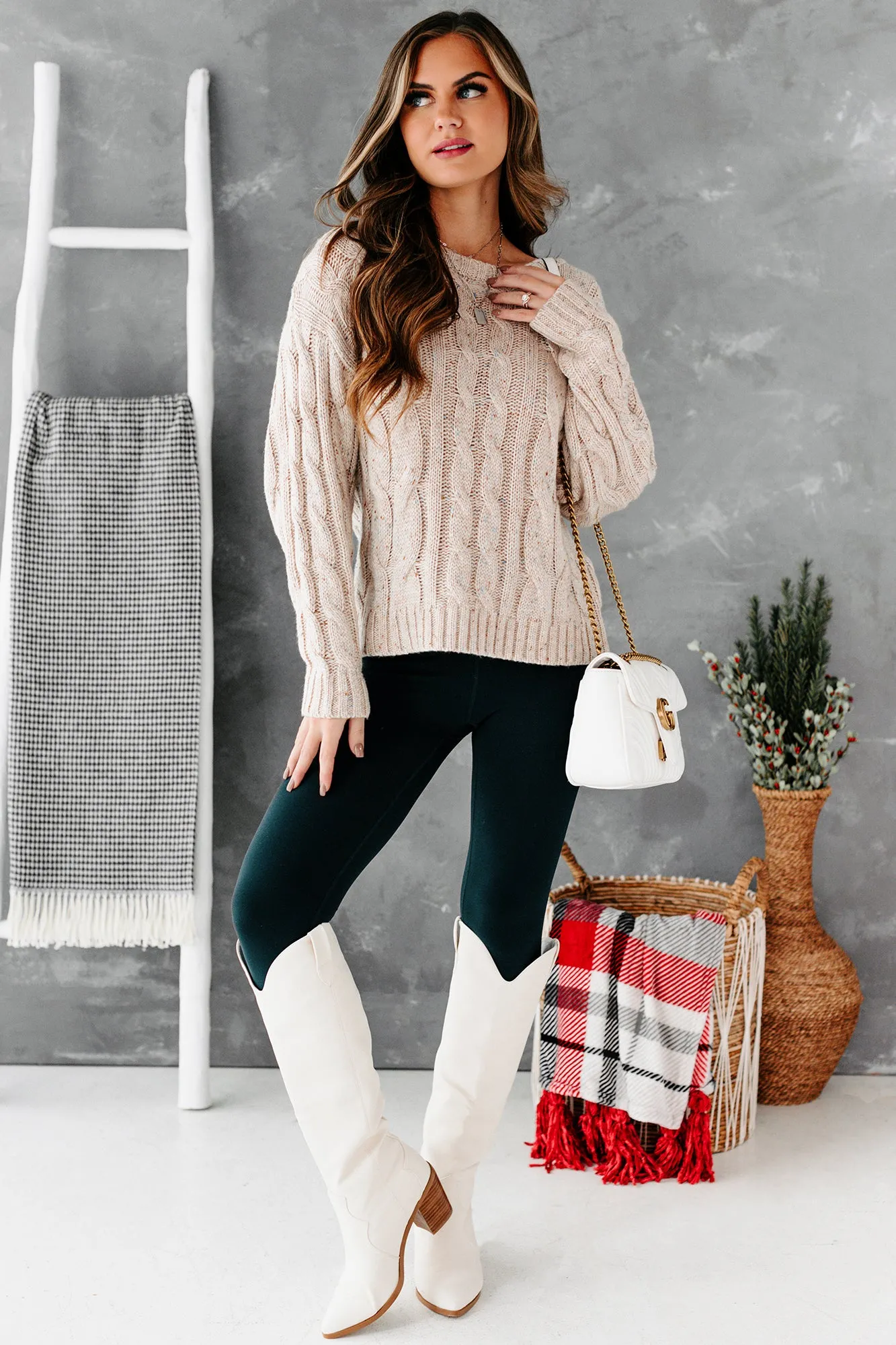 Etta Oversized Cable Knit Sweater (Oatmeal)