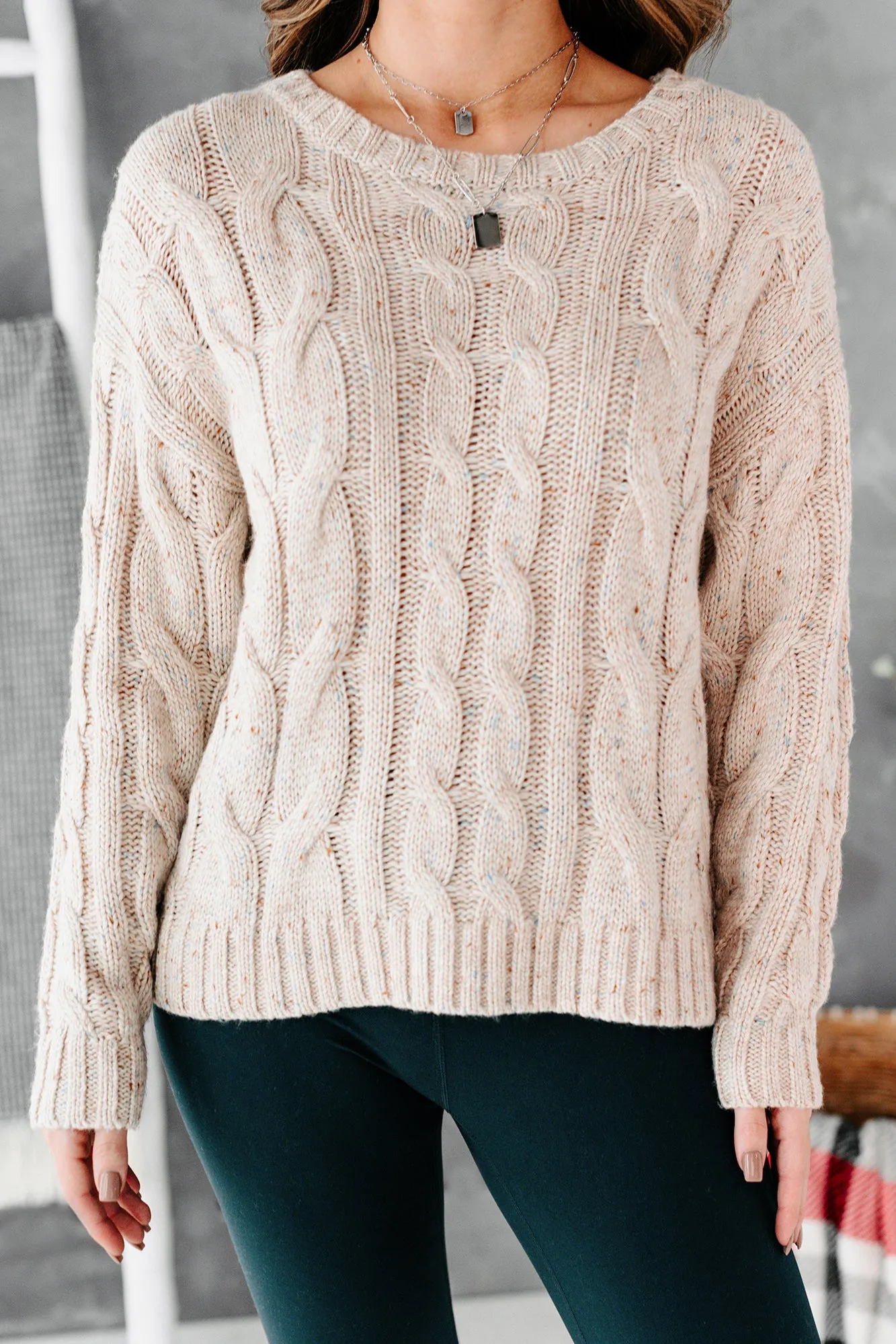 Etta Oversized Cable Knit Sweater (Oatmeal)