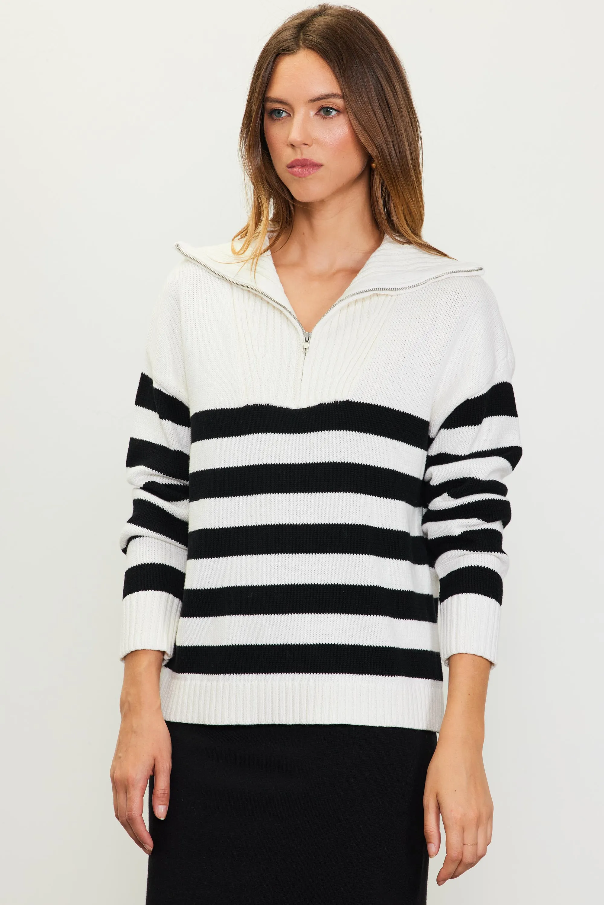 Half-Zip Striped Sweater