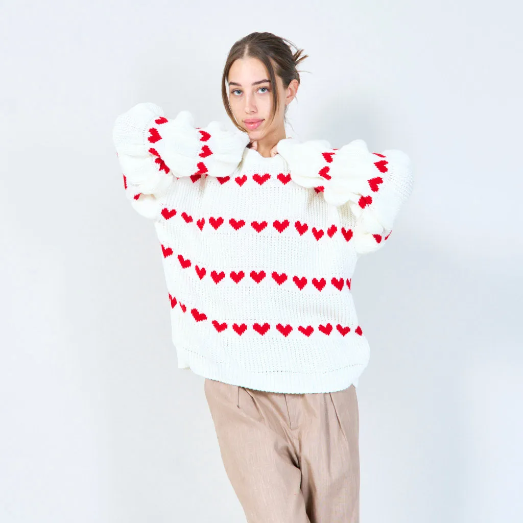 Heart pattern knit sweater wholesale