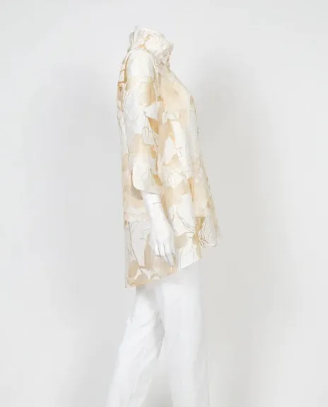 IC Collection Effortless Elegance Sheer Floral Blouse in Beige - 2277J-BG