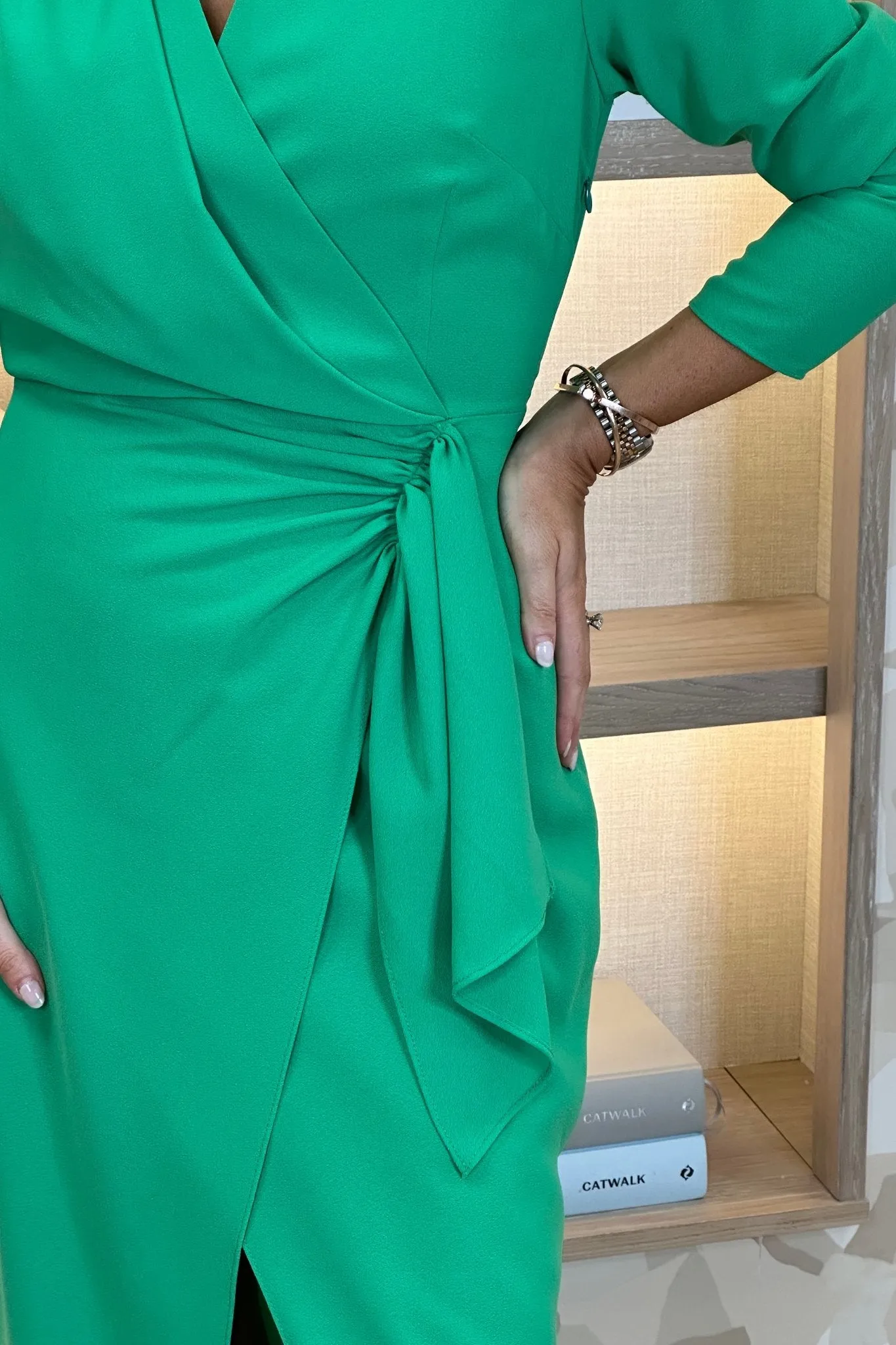 Kayla Wrap Style Dress In Green