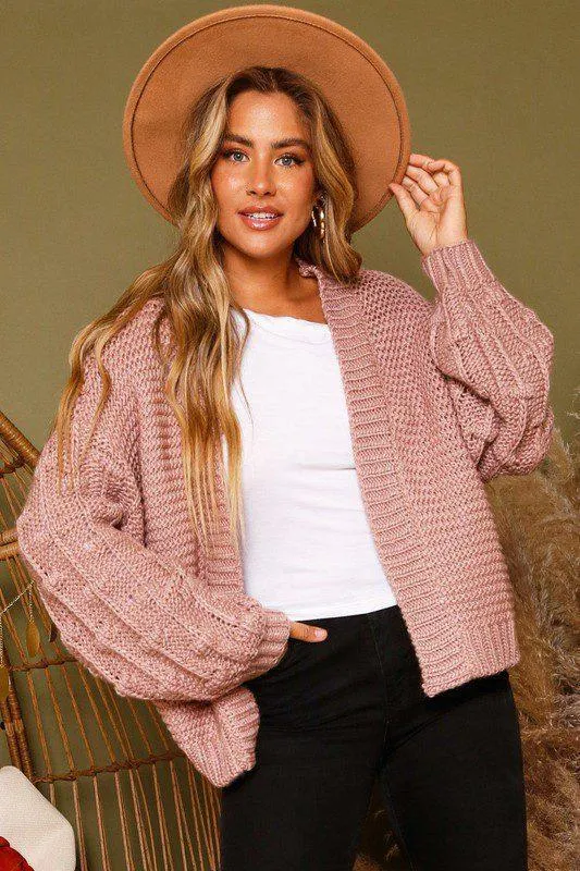 Knit Cardigan with Bubble Sleeves