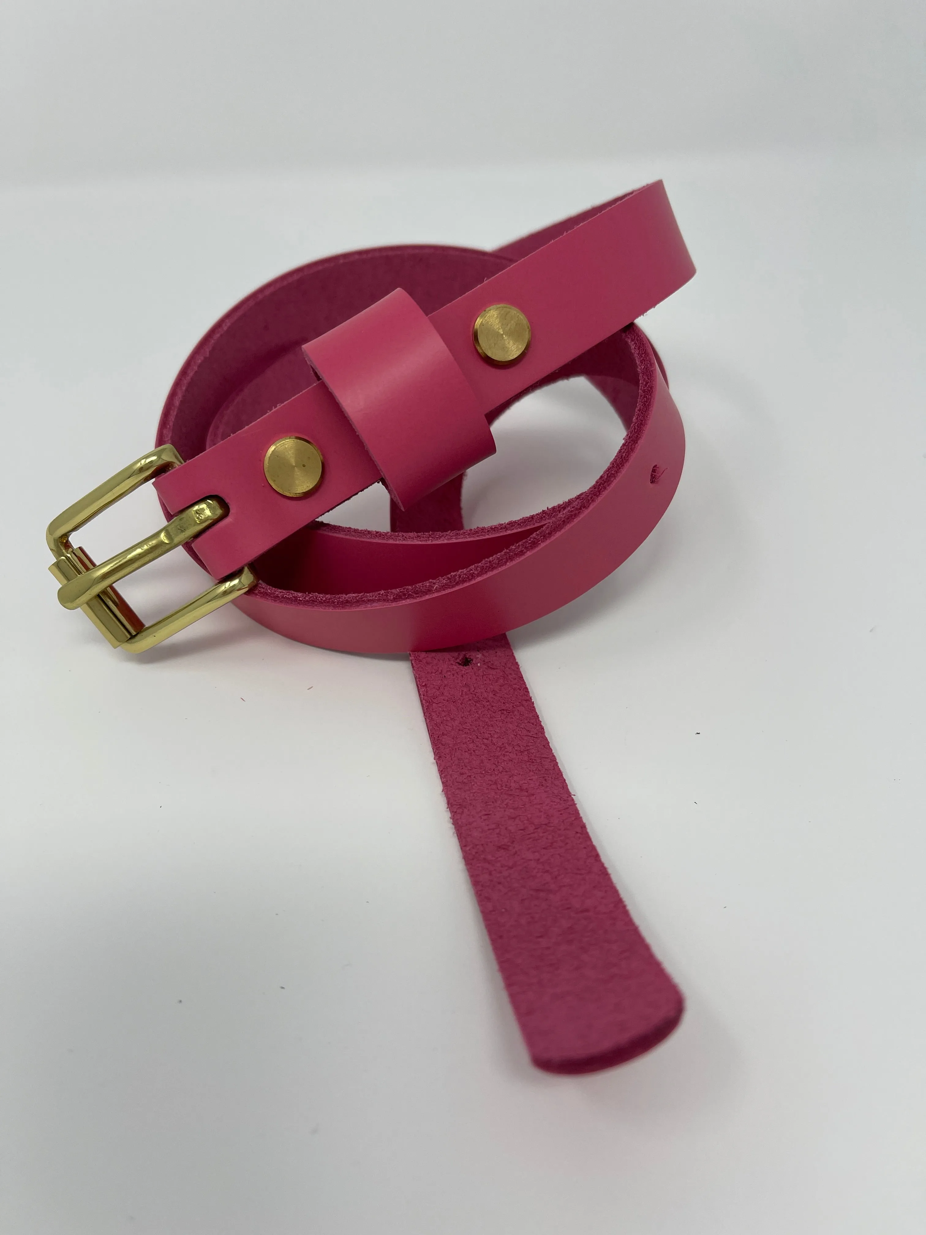 Le Belt 3/4" Classic Leather Belt - Bright Pink - Last One!