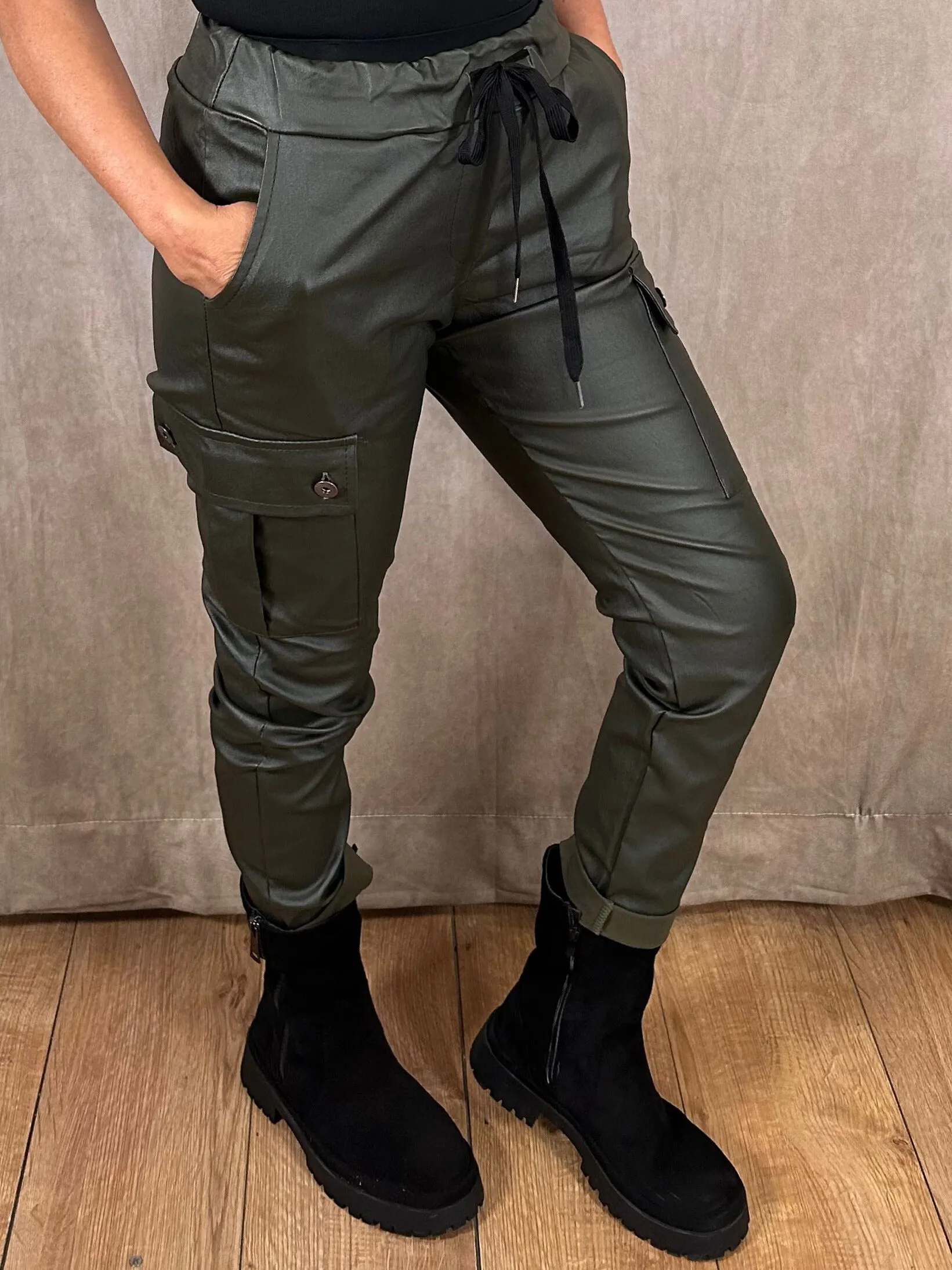 Leather Side Pocket Magic Trousers