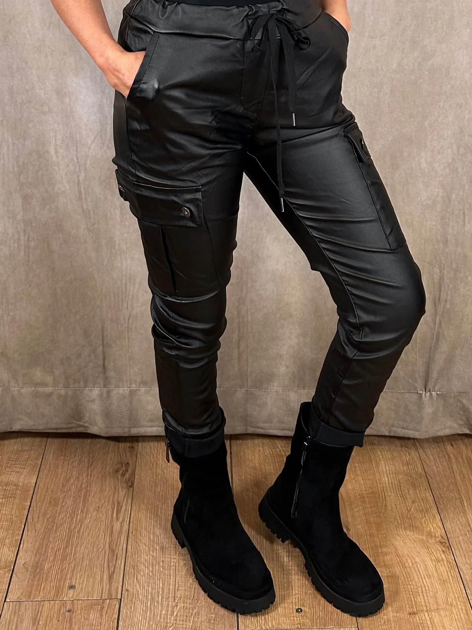 Leather Side Pocket Magic Trousers