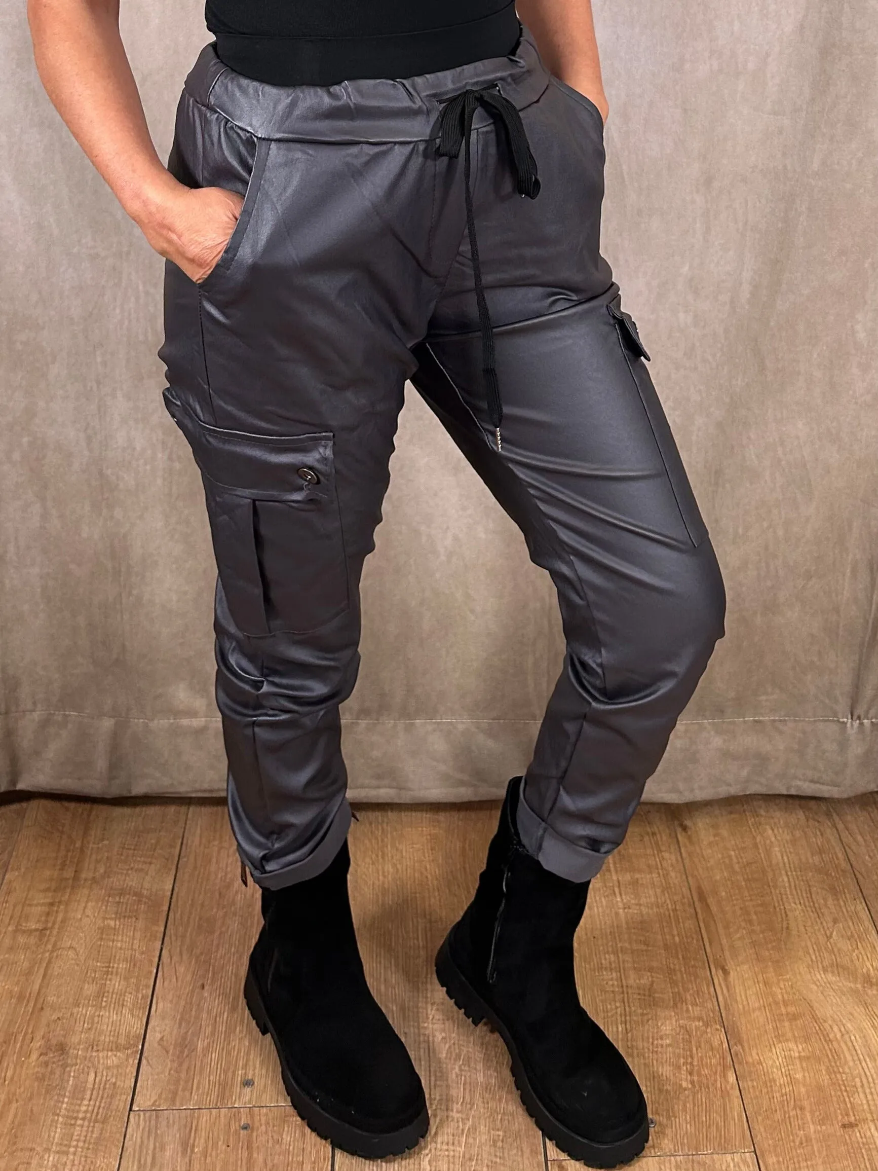 Leather Side Pocket Magic Trousers