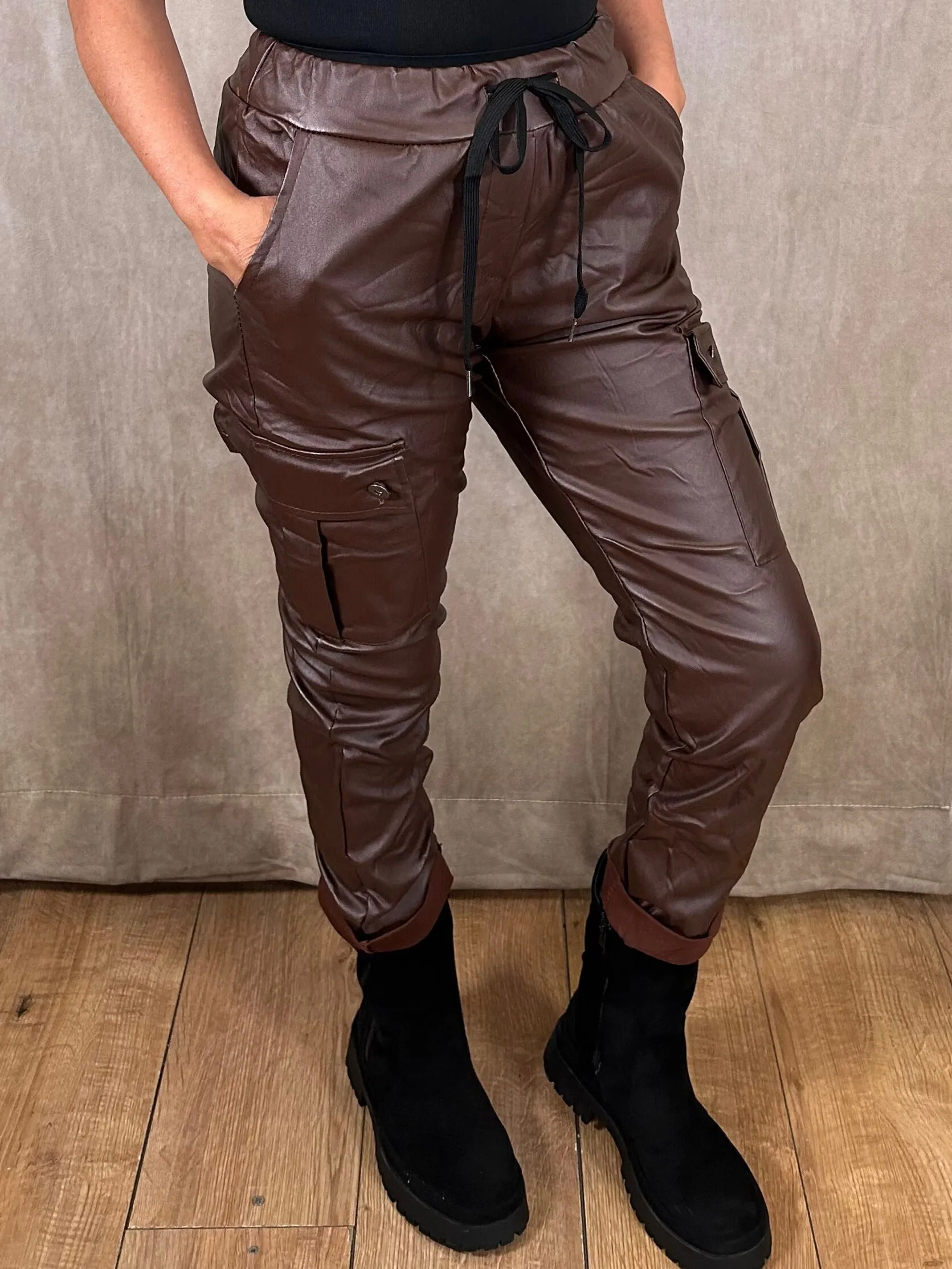 Leather Side Pocket Magic Trousers