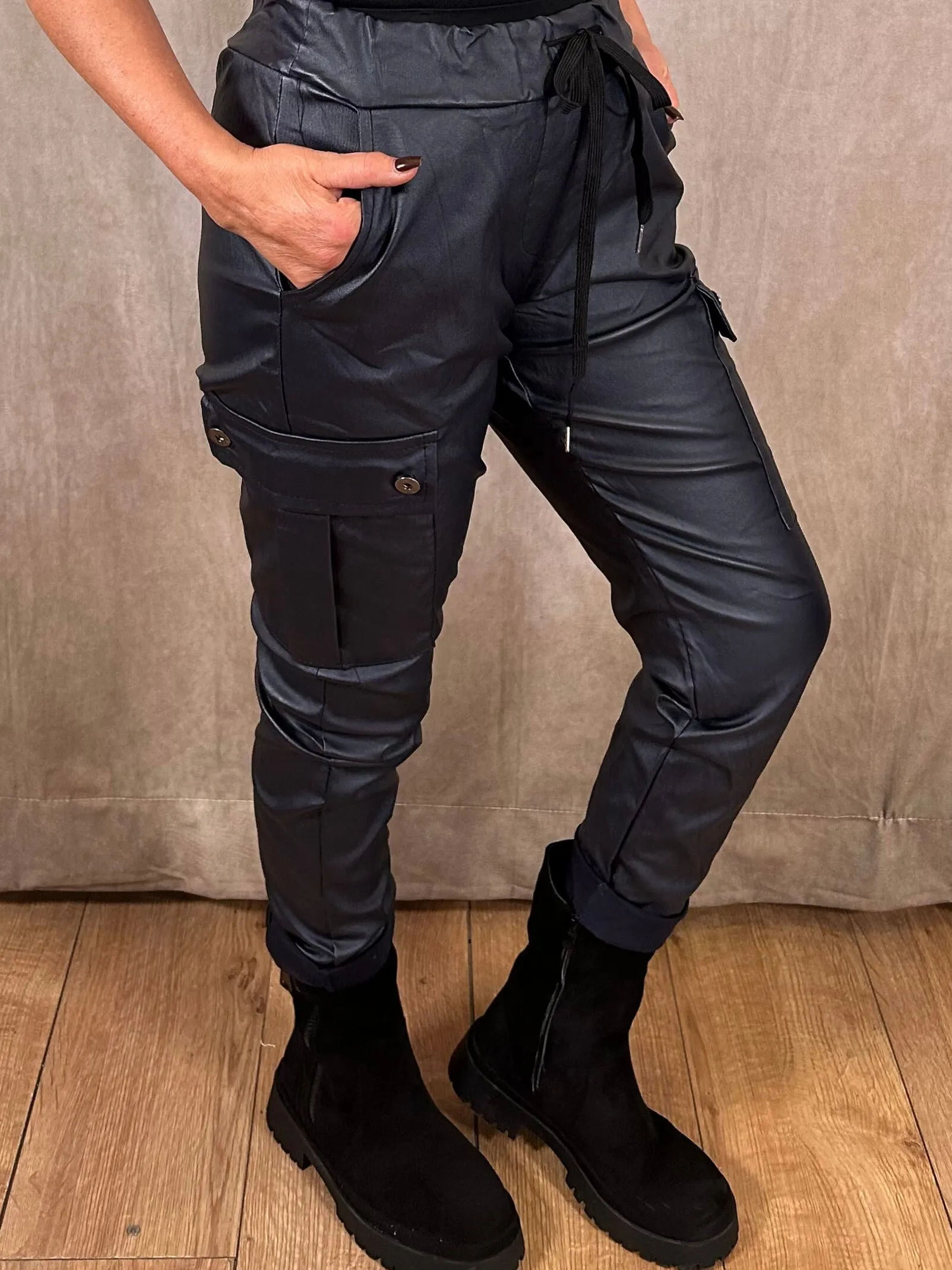 Leather Side Pocket Magic Trousers