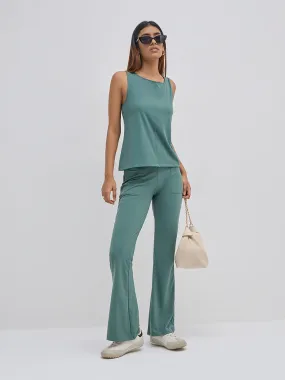 LOV Sea Green Bootcut High-Rise Pants