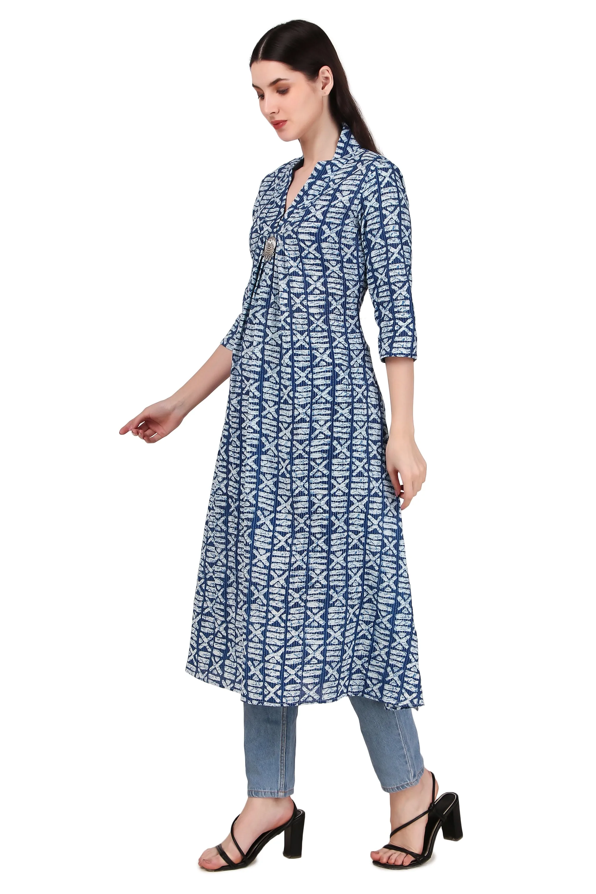 Magnetism A-LINE indigo Cotton Kurti for Women